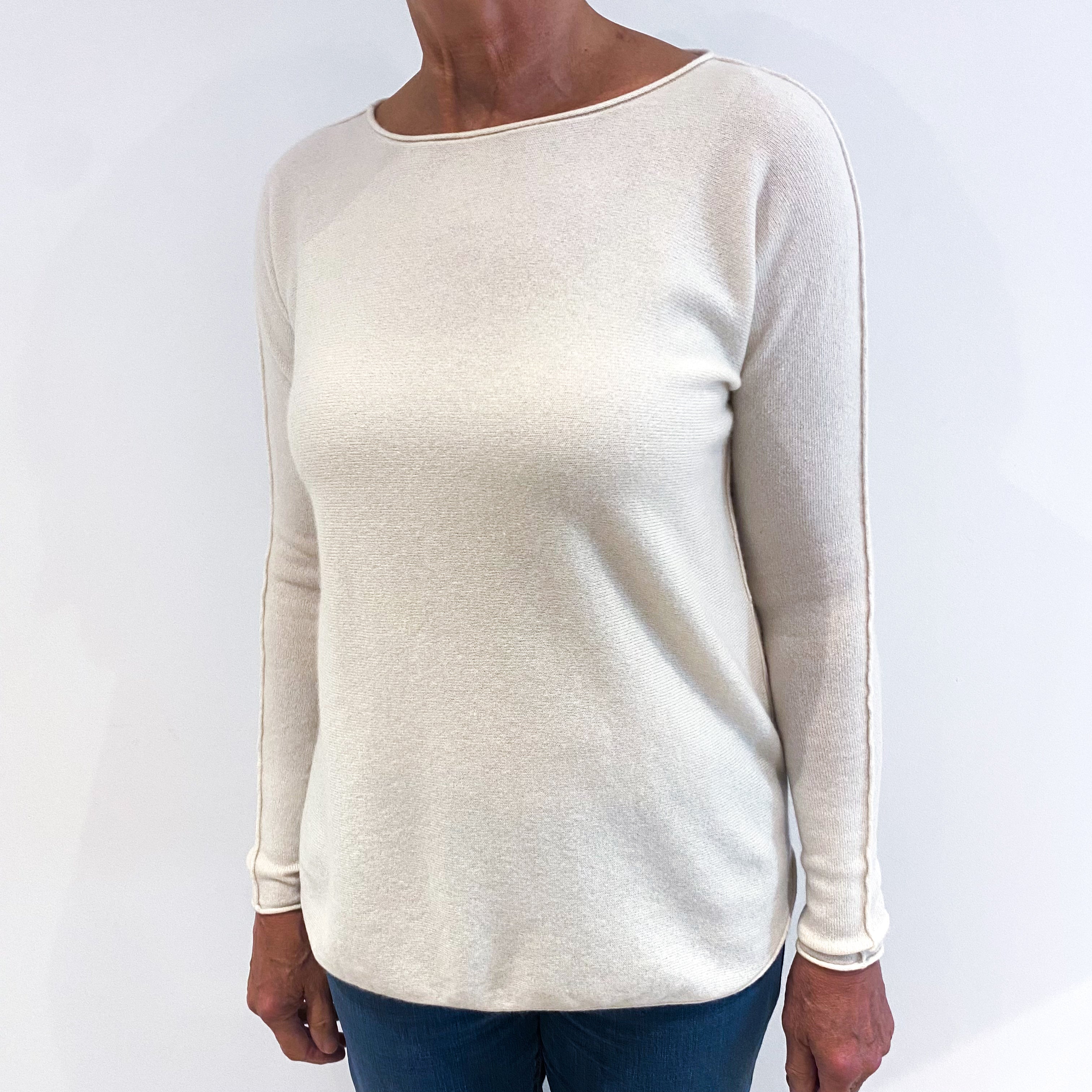 Warm Cream Batwing Cashmere Crew Neck Jumper Medium