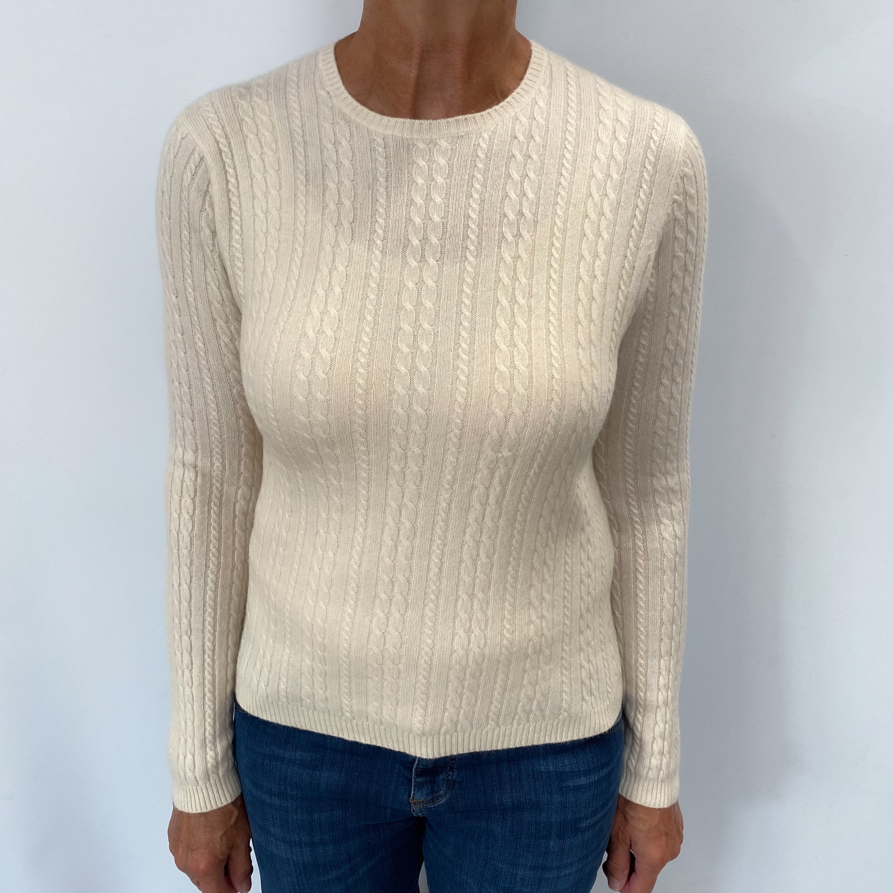 Cream Cashmere Crew Neck Jumper Medium