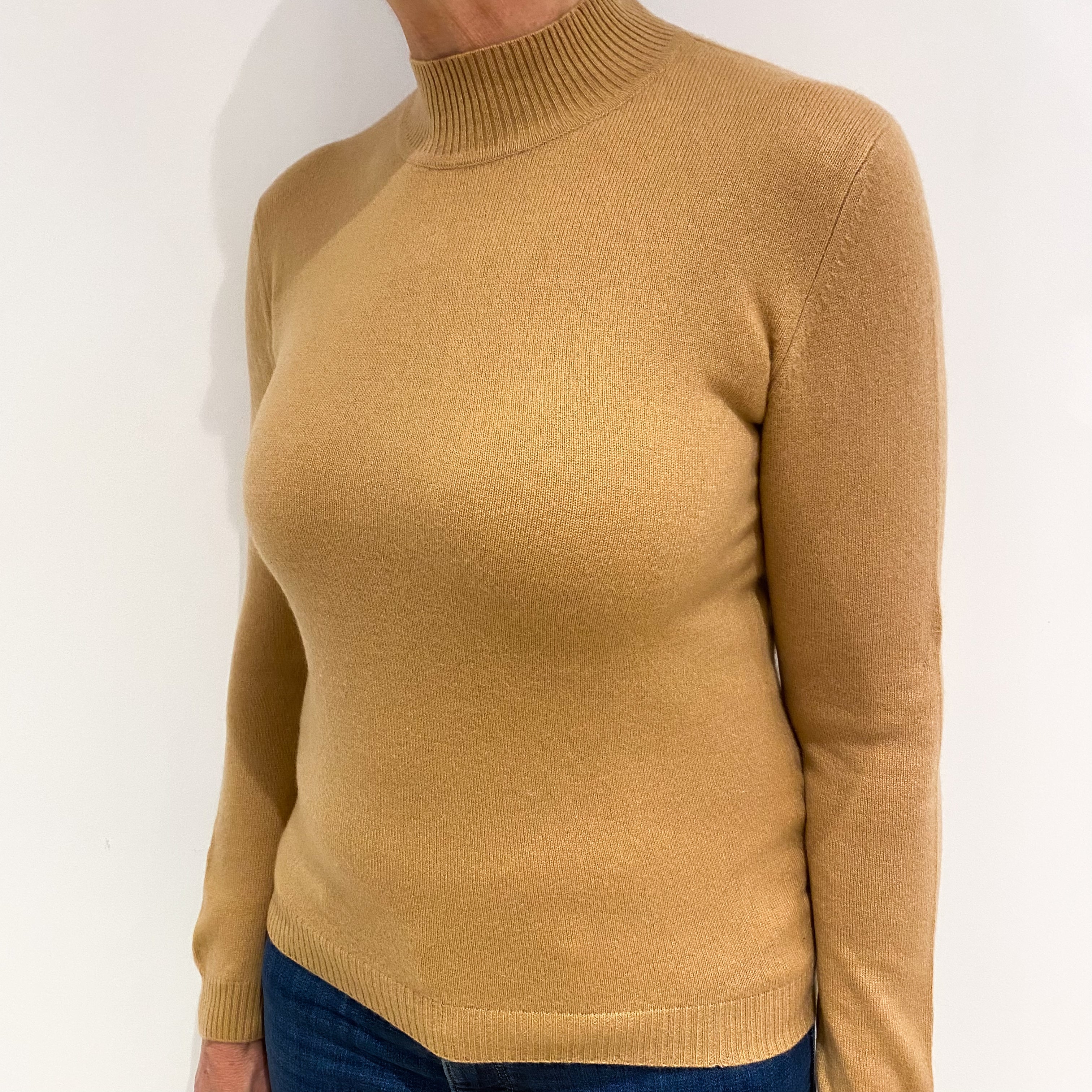 Caramel Brown Cashmere Turtle Neck Jumper Medium