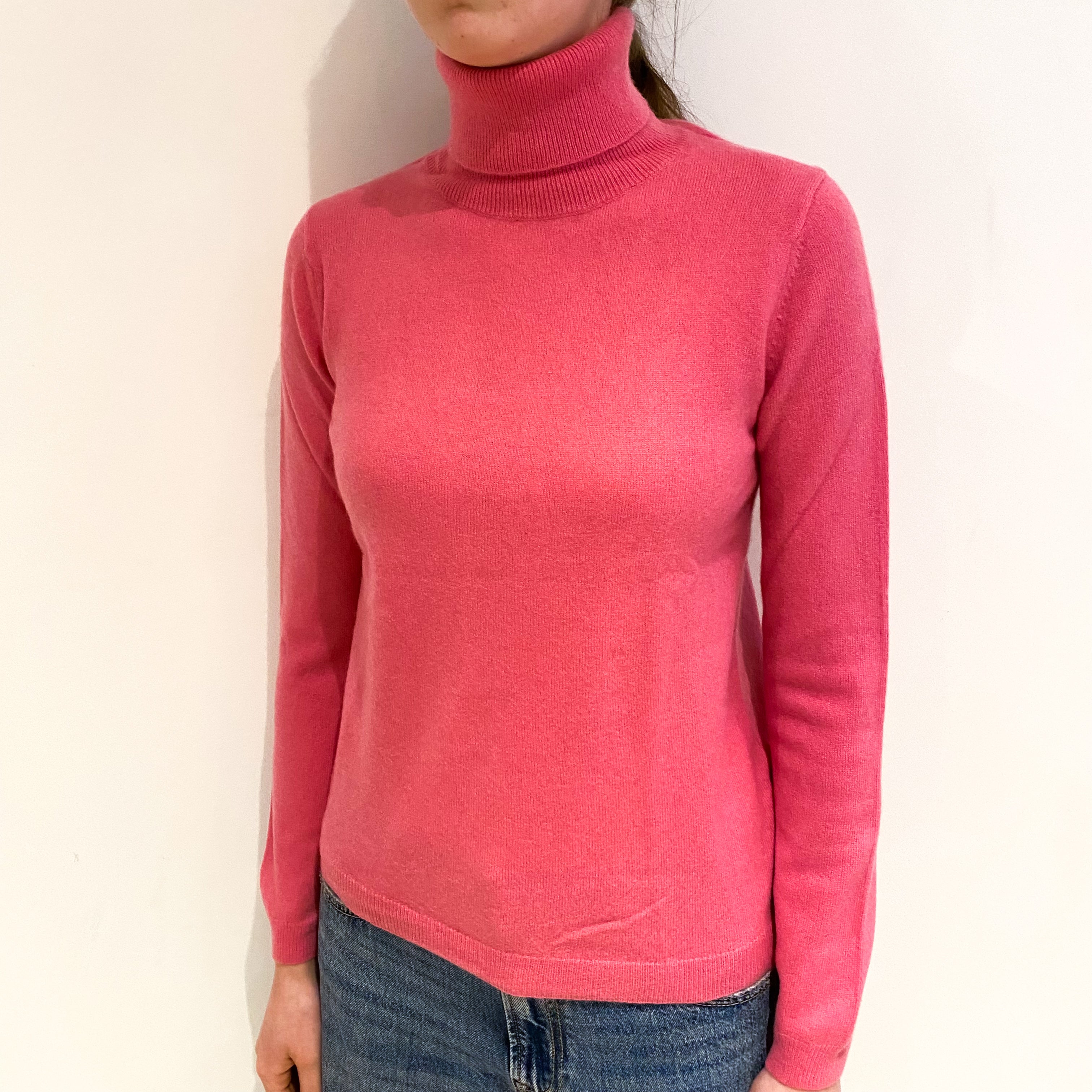 Lupin Pink Cashmere Polo Neck Jumper Extra Small