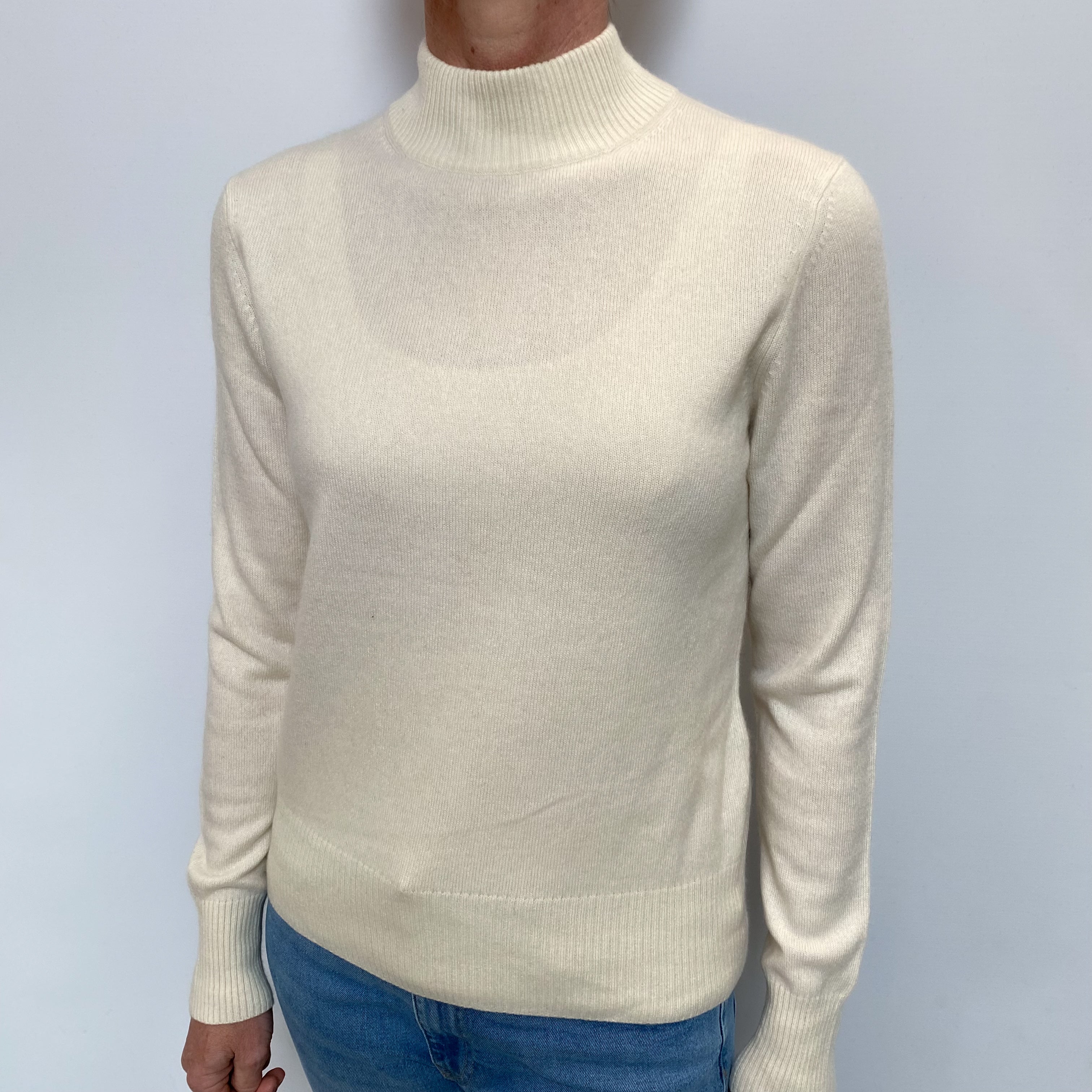 Vanilla Cream Cashmere Turtle Neck Jumper Small