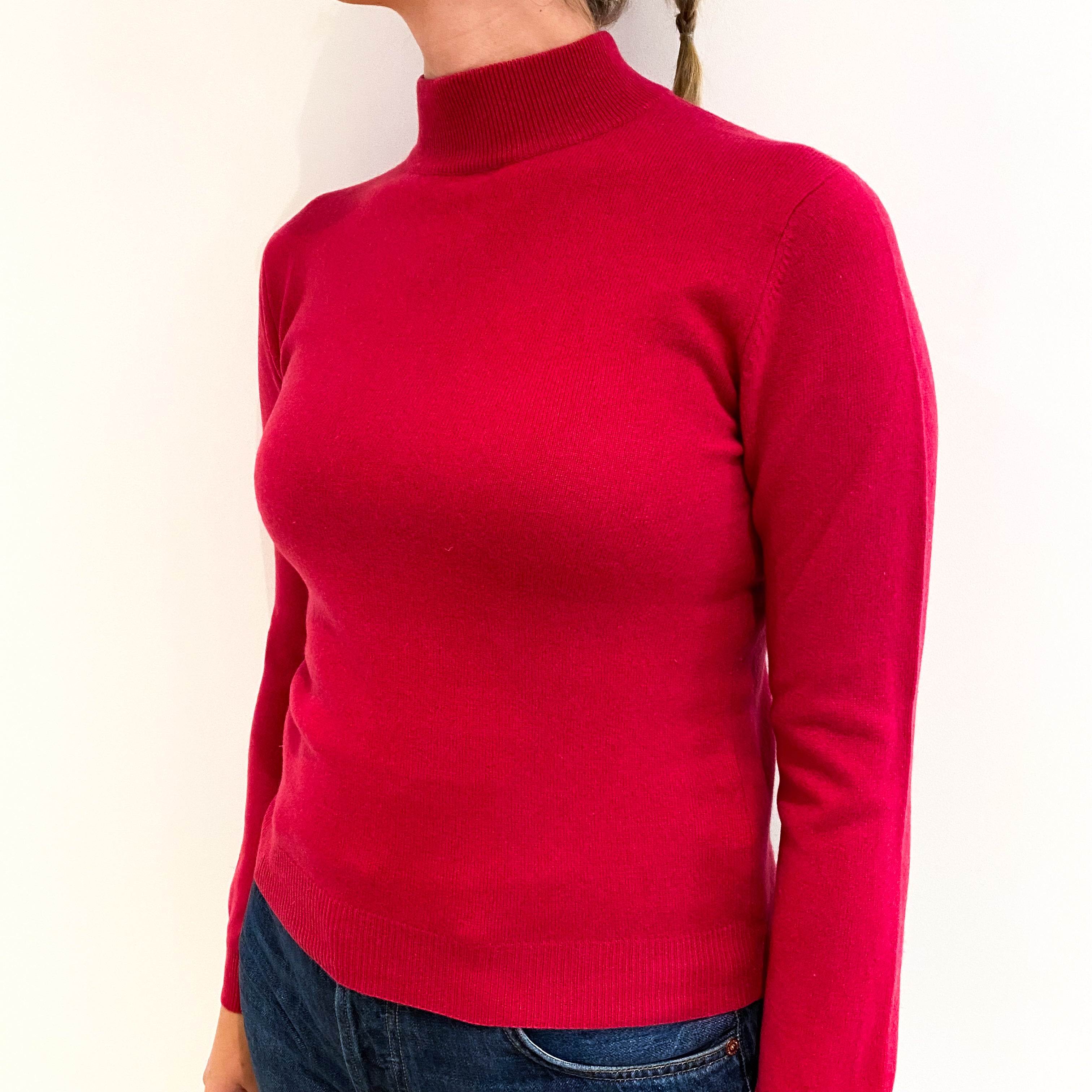 Cherry Pink Cashmere Turtle Neck Jumper Small