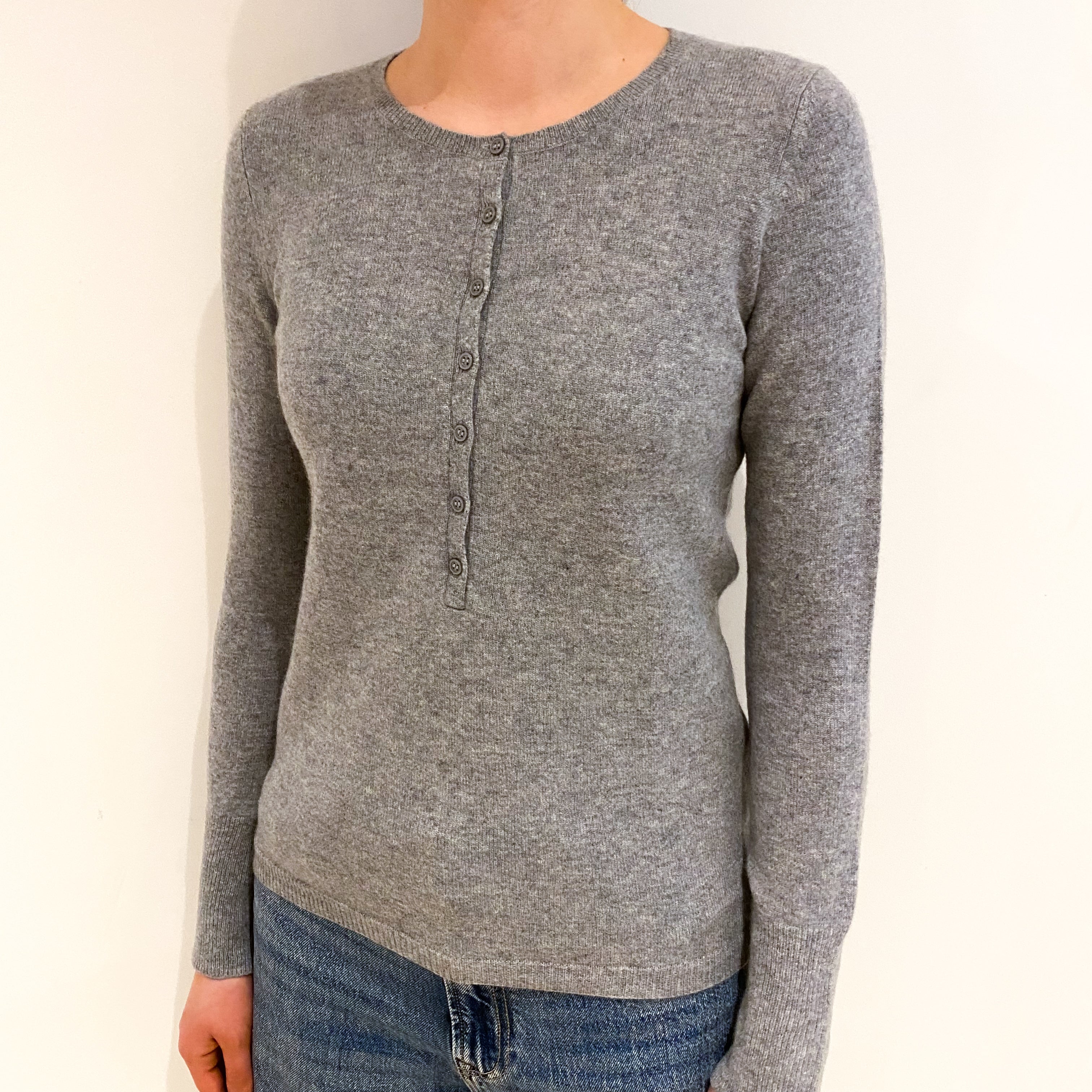 Ash Grey Cashmere Crew Neck Jumper Extra Small