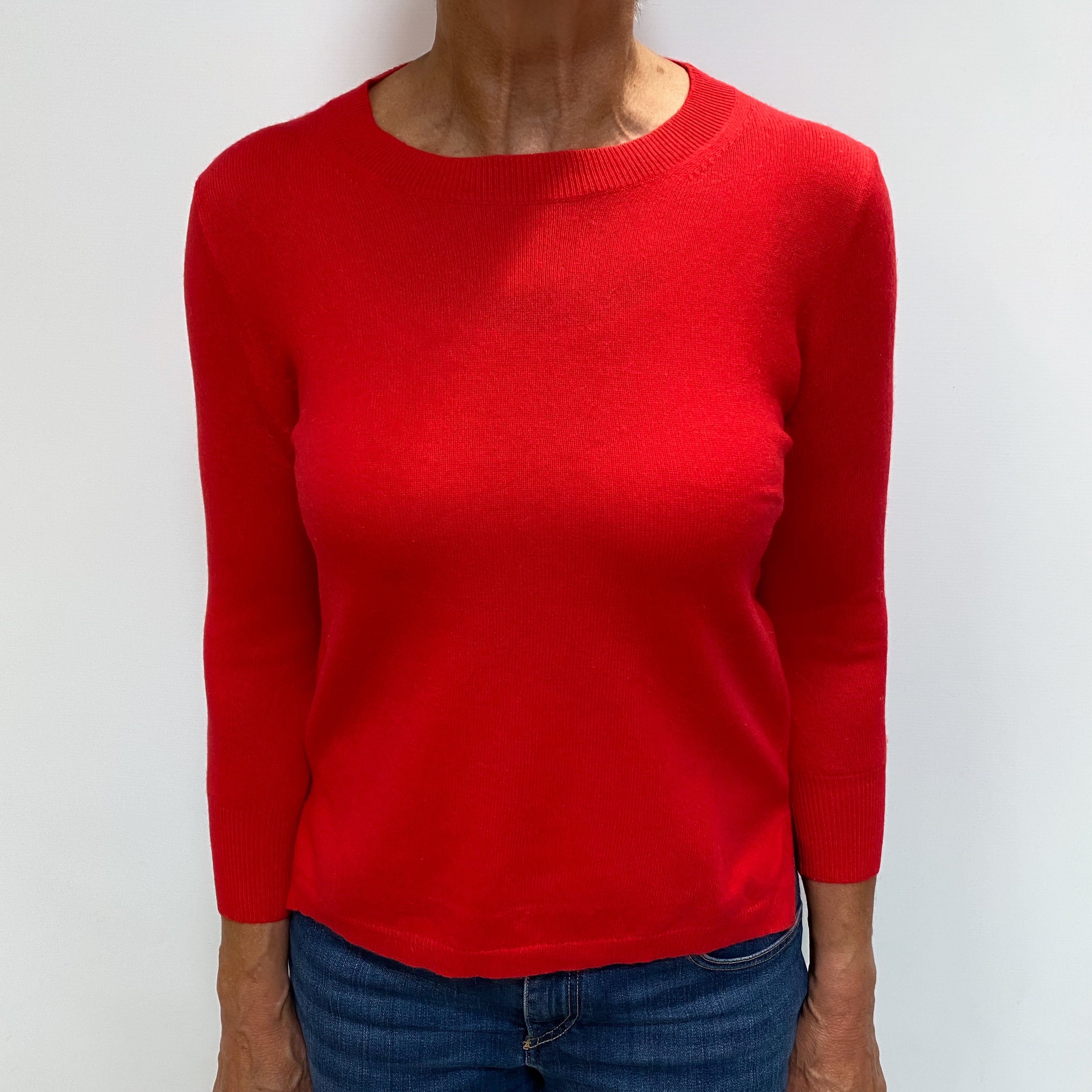 Watermelon Red Cashmere Crew Neck Jumper Medium