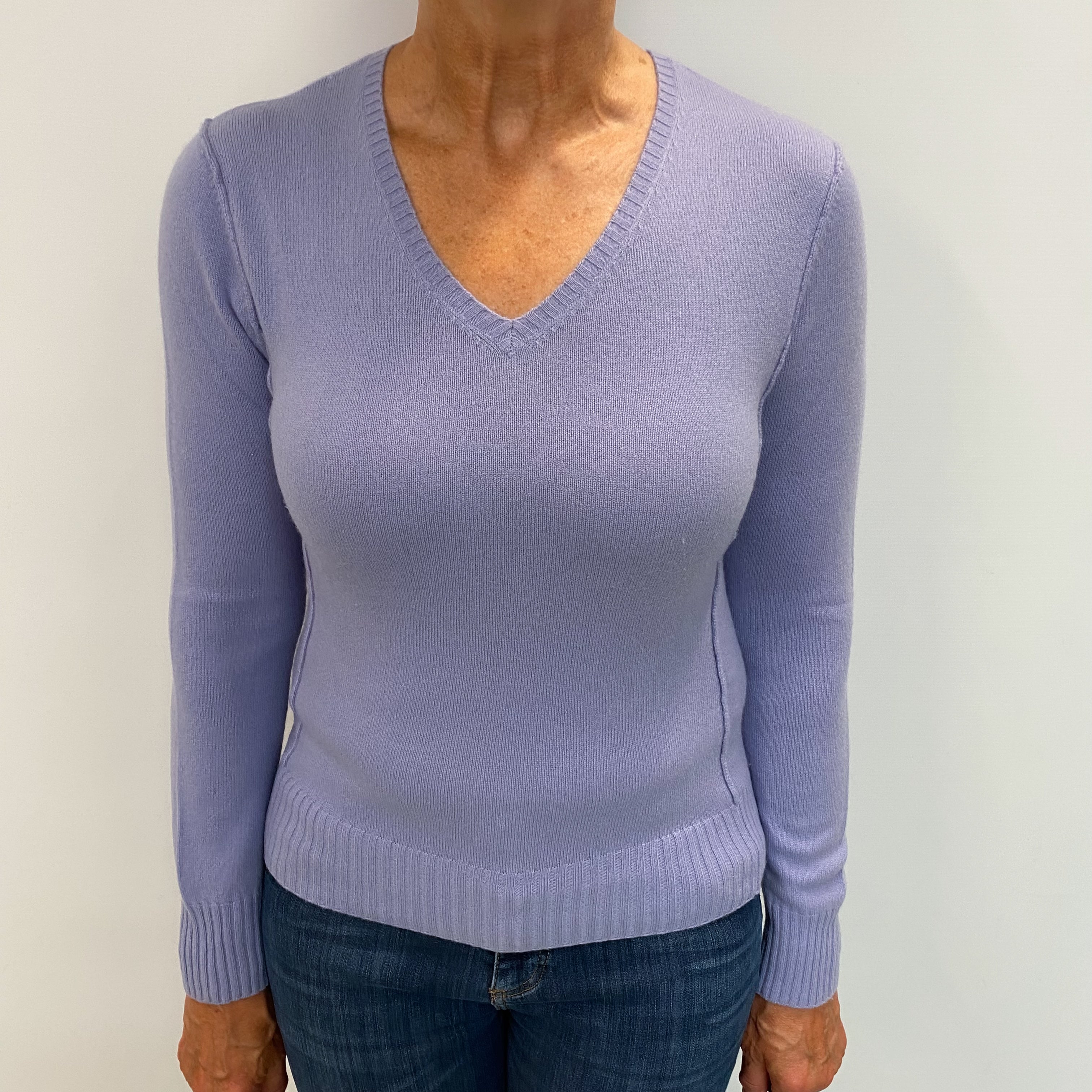 Periwinkle Purple Cashmere V Neck Jumper Medium