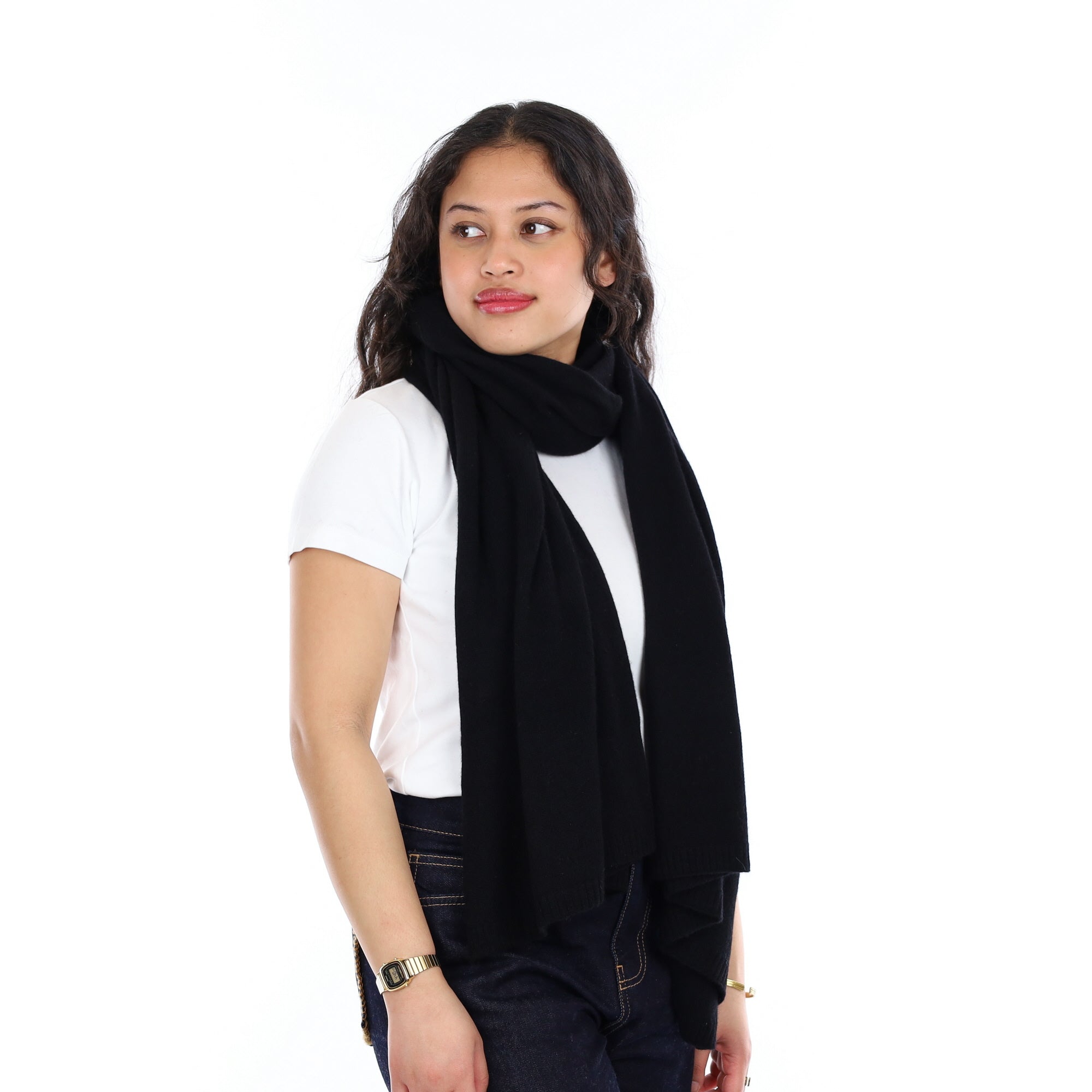 Brand New Black Recycled Cashmere Wrap