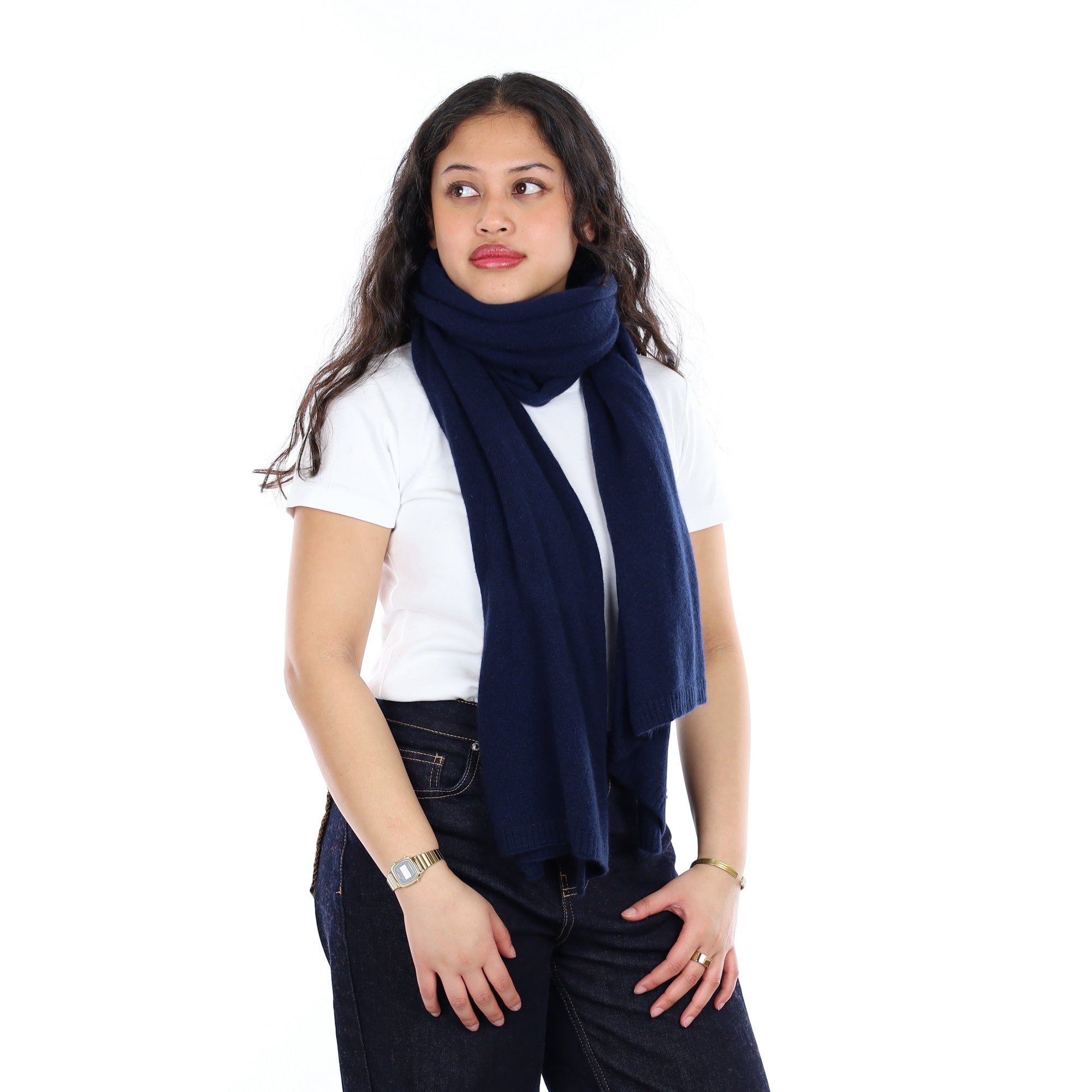 Brand New Dark Navy Recycled Cashmere Wrap