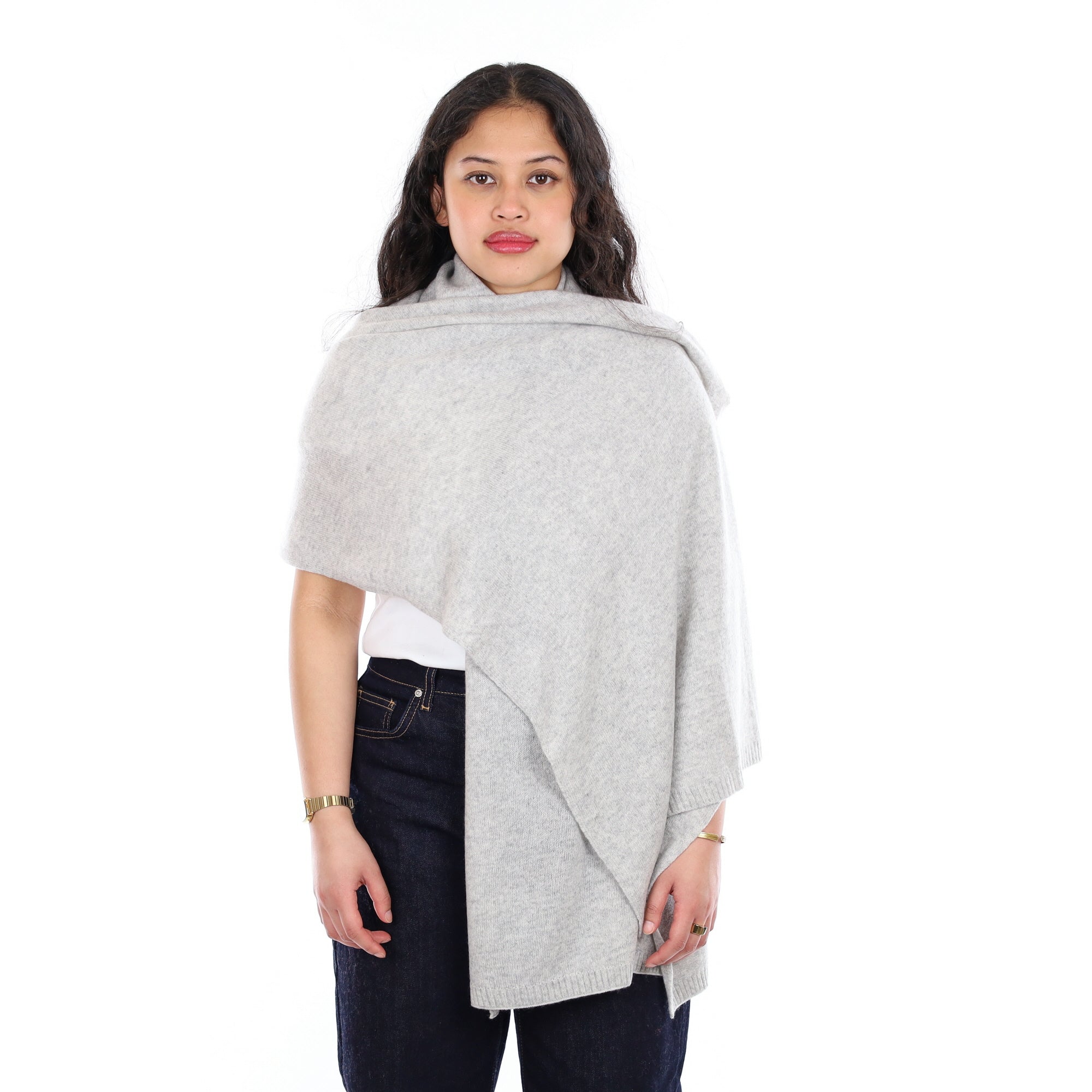 Brand New Mist Grey Recycled Cashmere Wrap