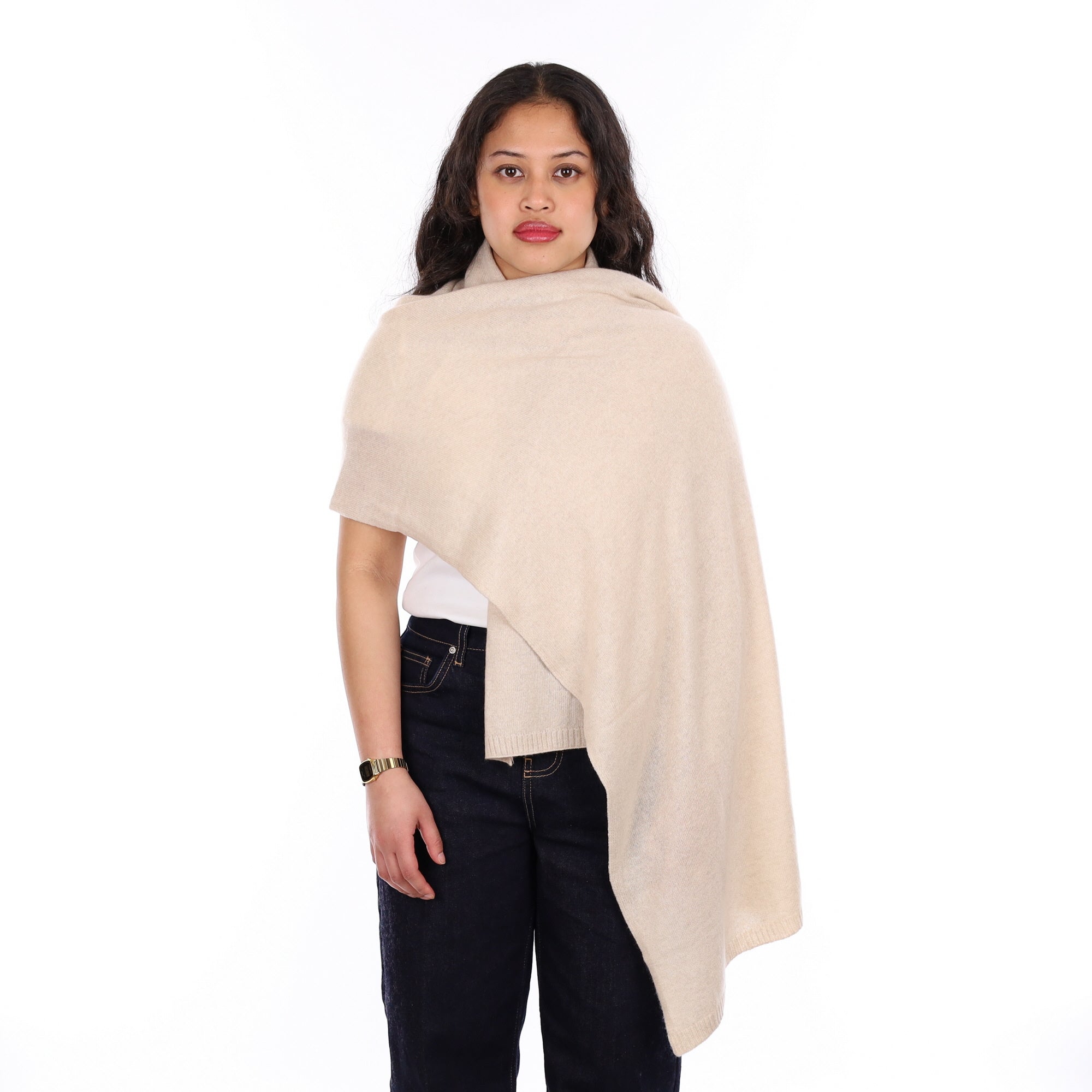 Brand New Sand Beige Recycled Cashmere Wrap