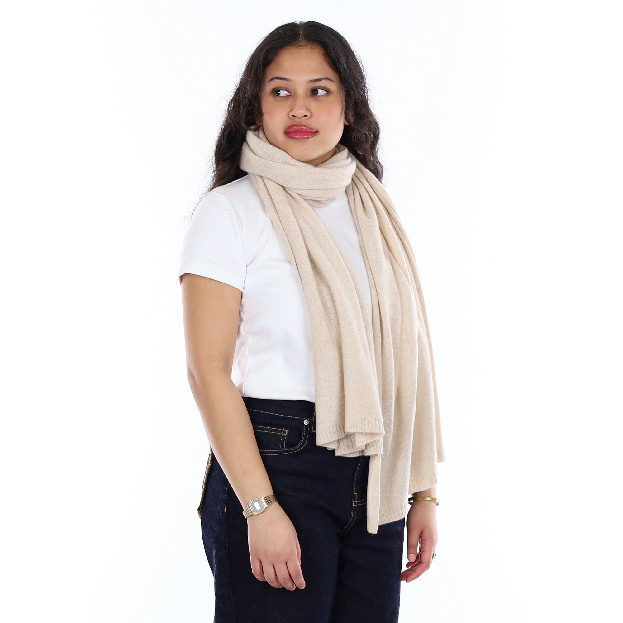 Brand New Sand Beige Recycled Cashmere Wrap