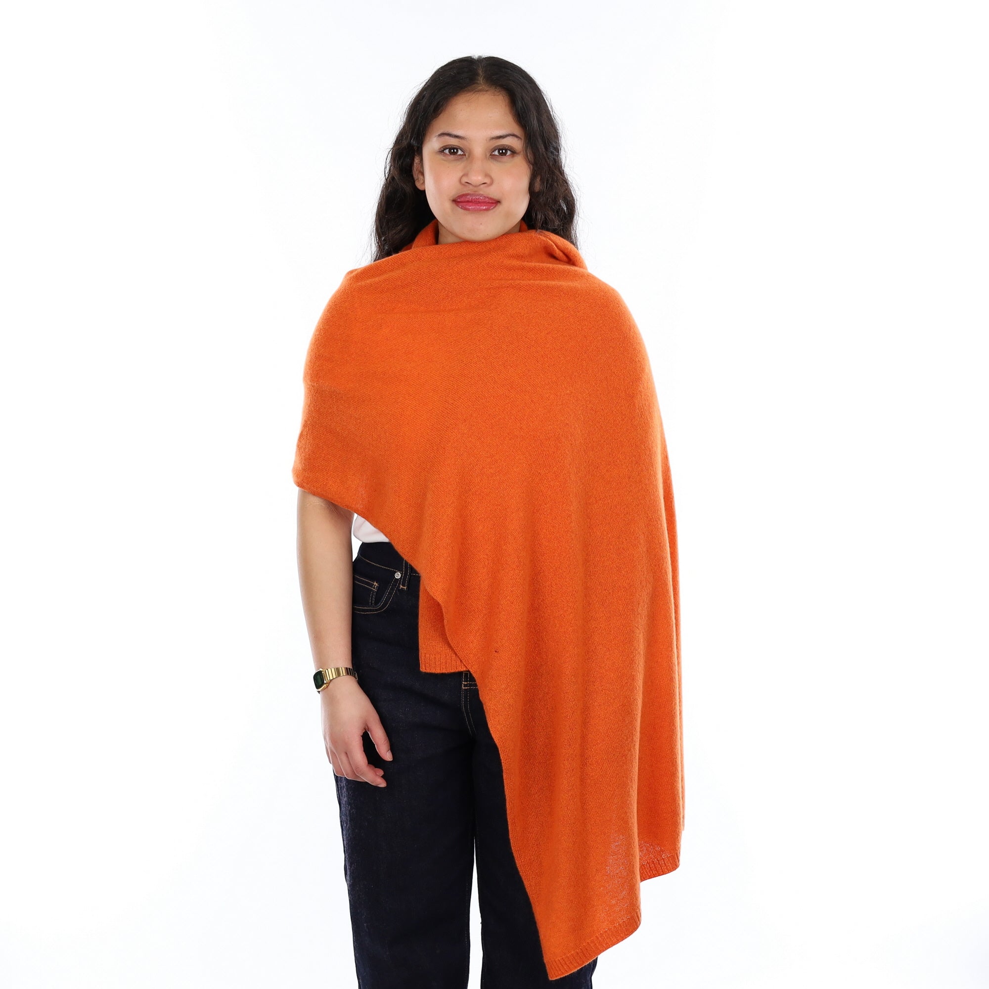 Brand New Pumpkin Orange Recycled Cashmere Wrap