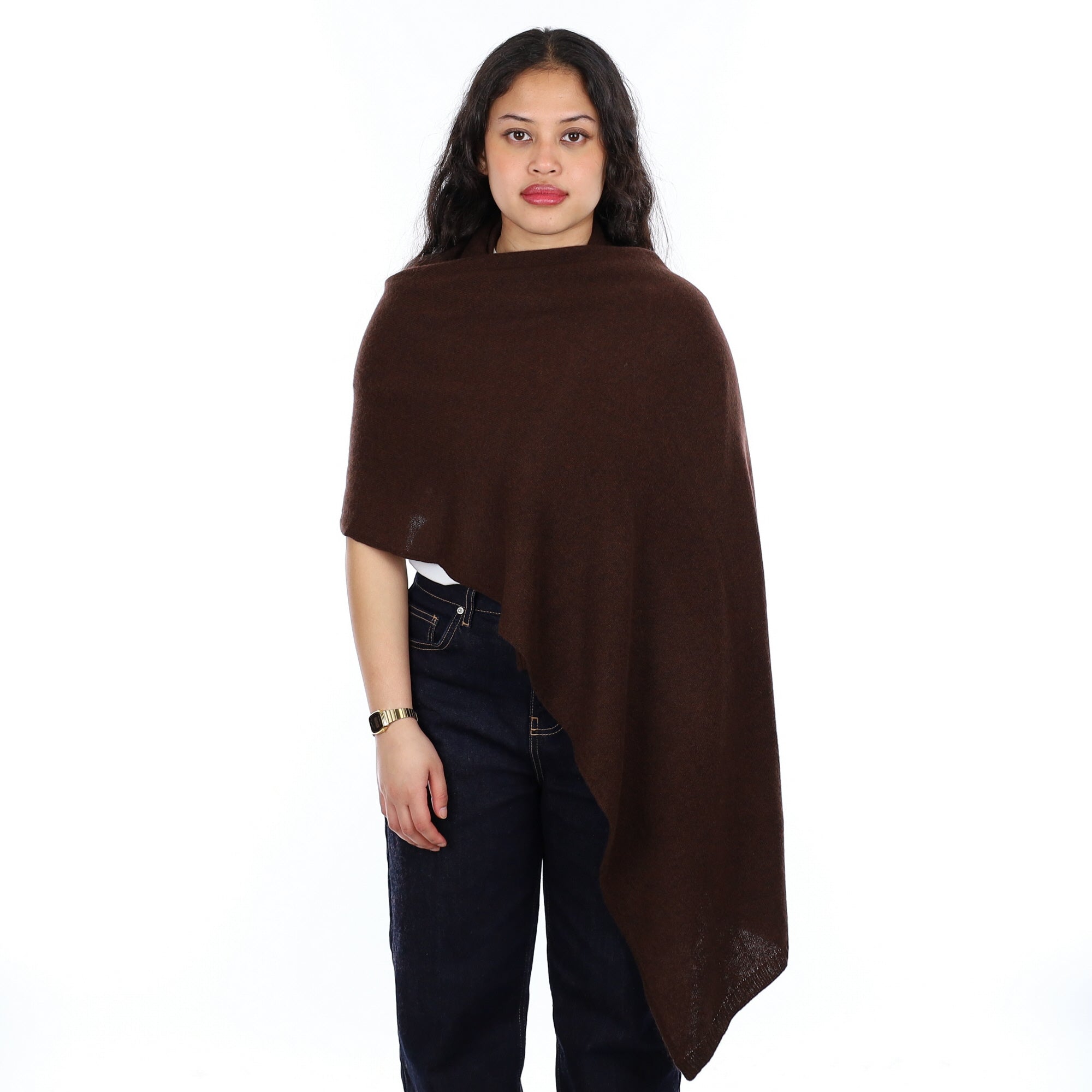 Brand New Chocolate Brown Recycled Cashmere Wrap