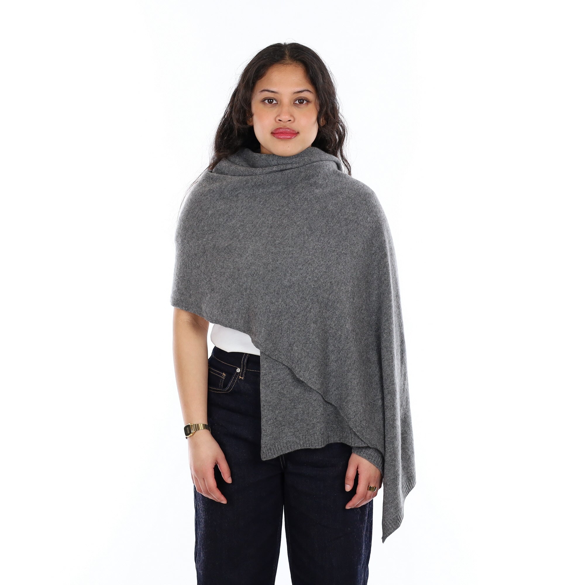 Brand New Slate Grey Recycled Cashmere Wrap