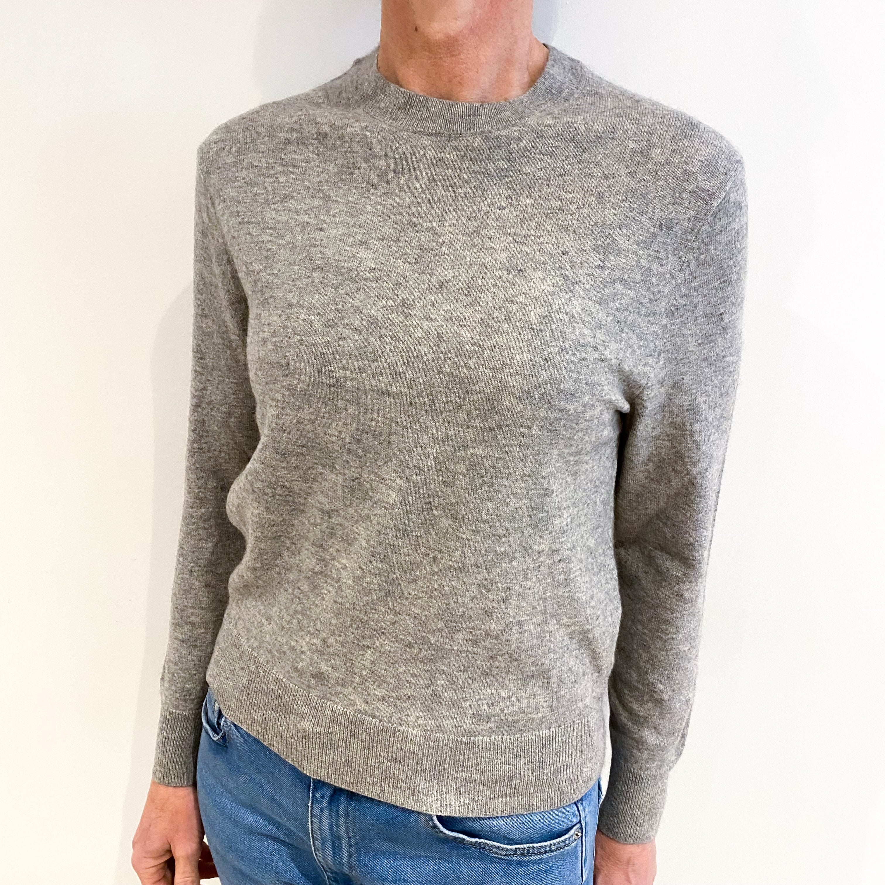 Smoke Grey Cashmere Crew Neck Jumper Small