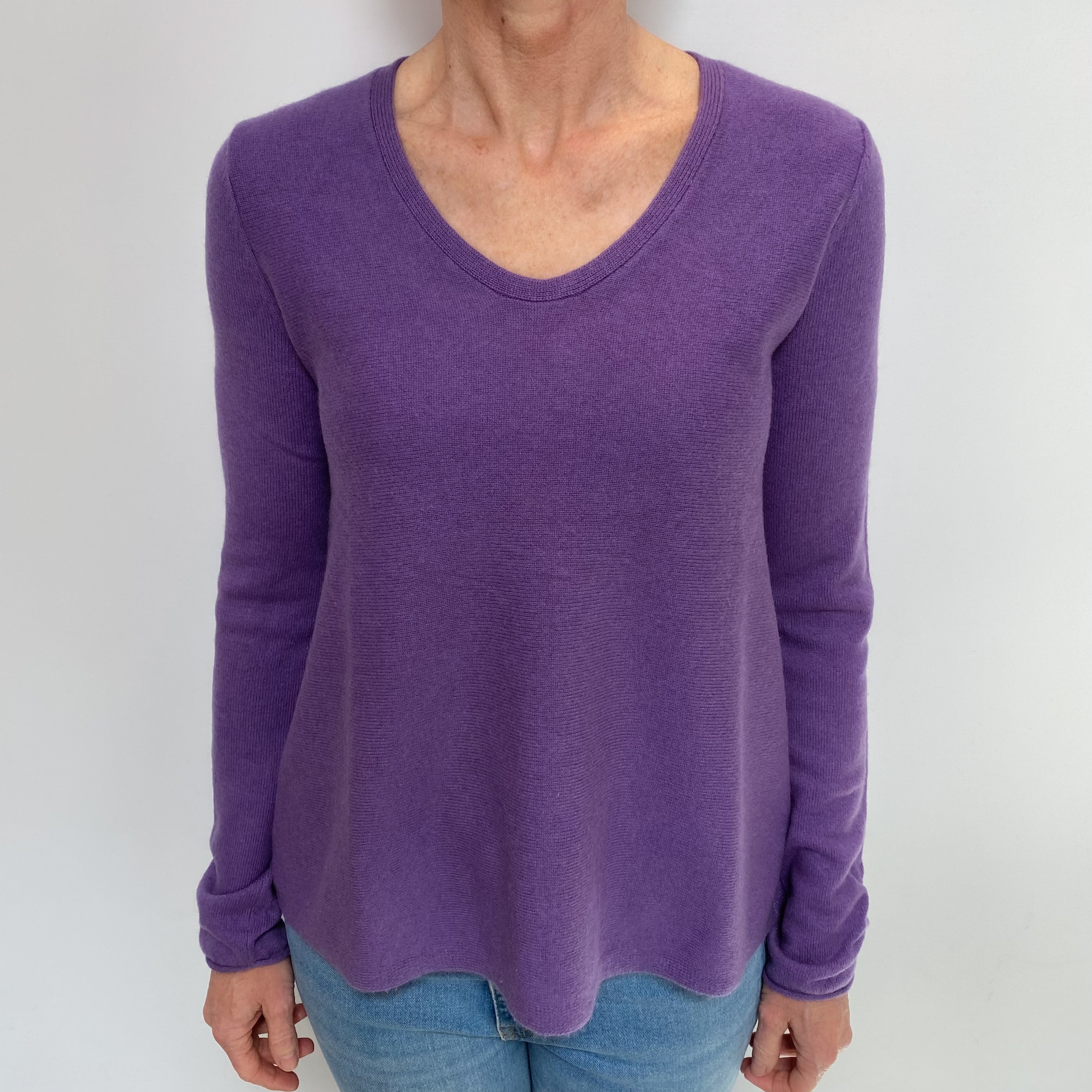 Violet Purple Cashmere V Neck Jumper Small