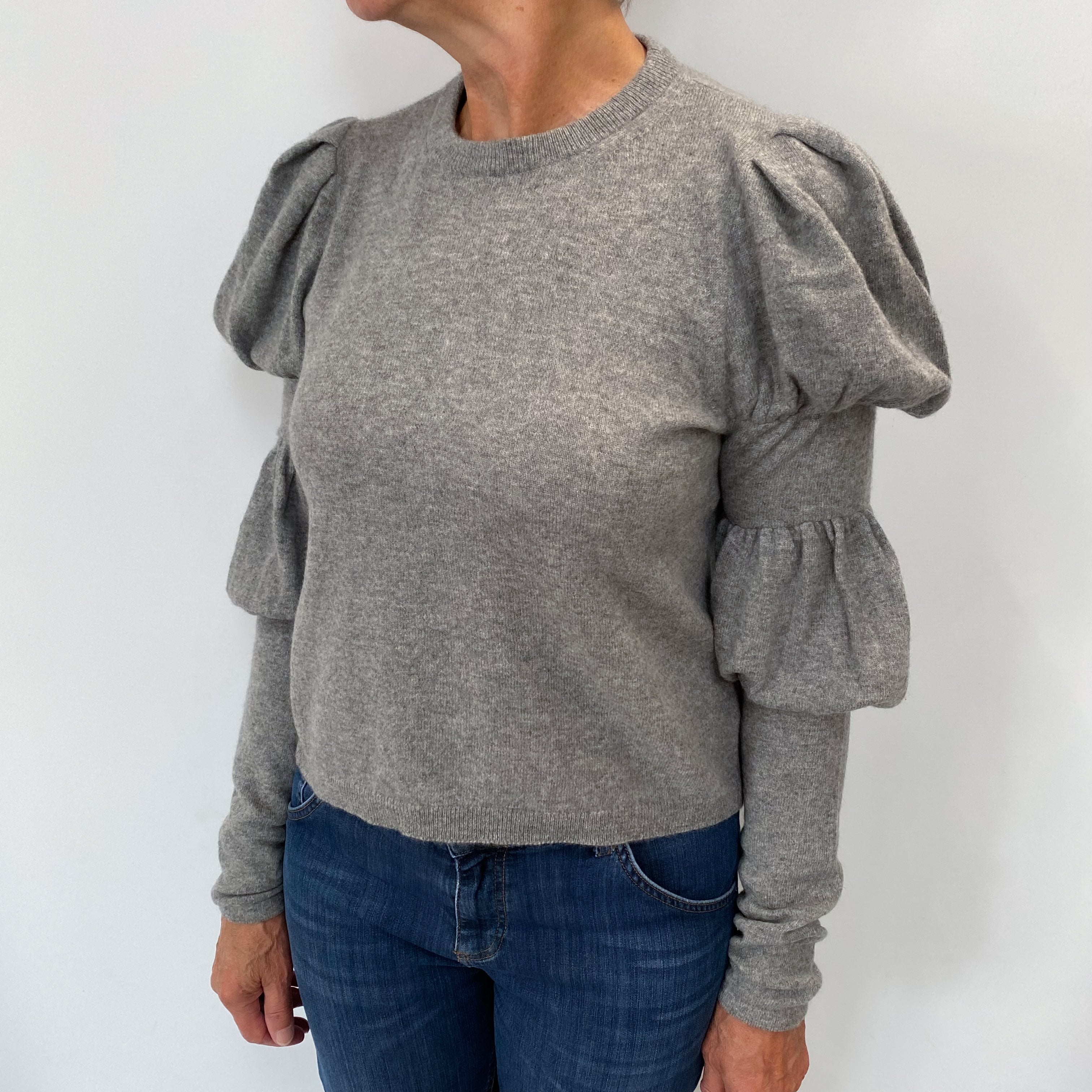 Ash Grey Cashmere Crew Neck Jumper Medium