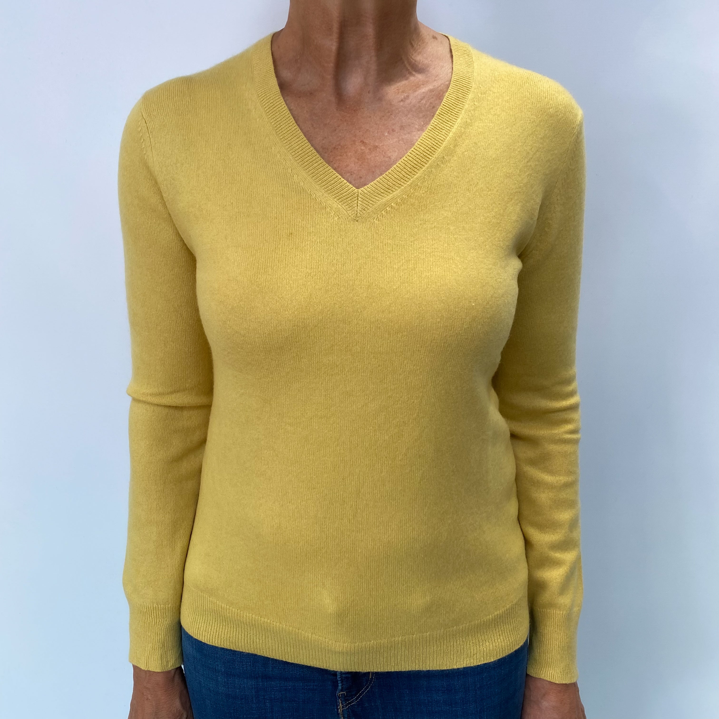 Pineapple Yellow Cashmere V Neck Jumper Medium