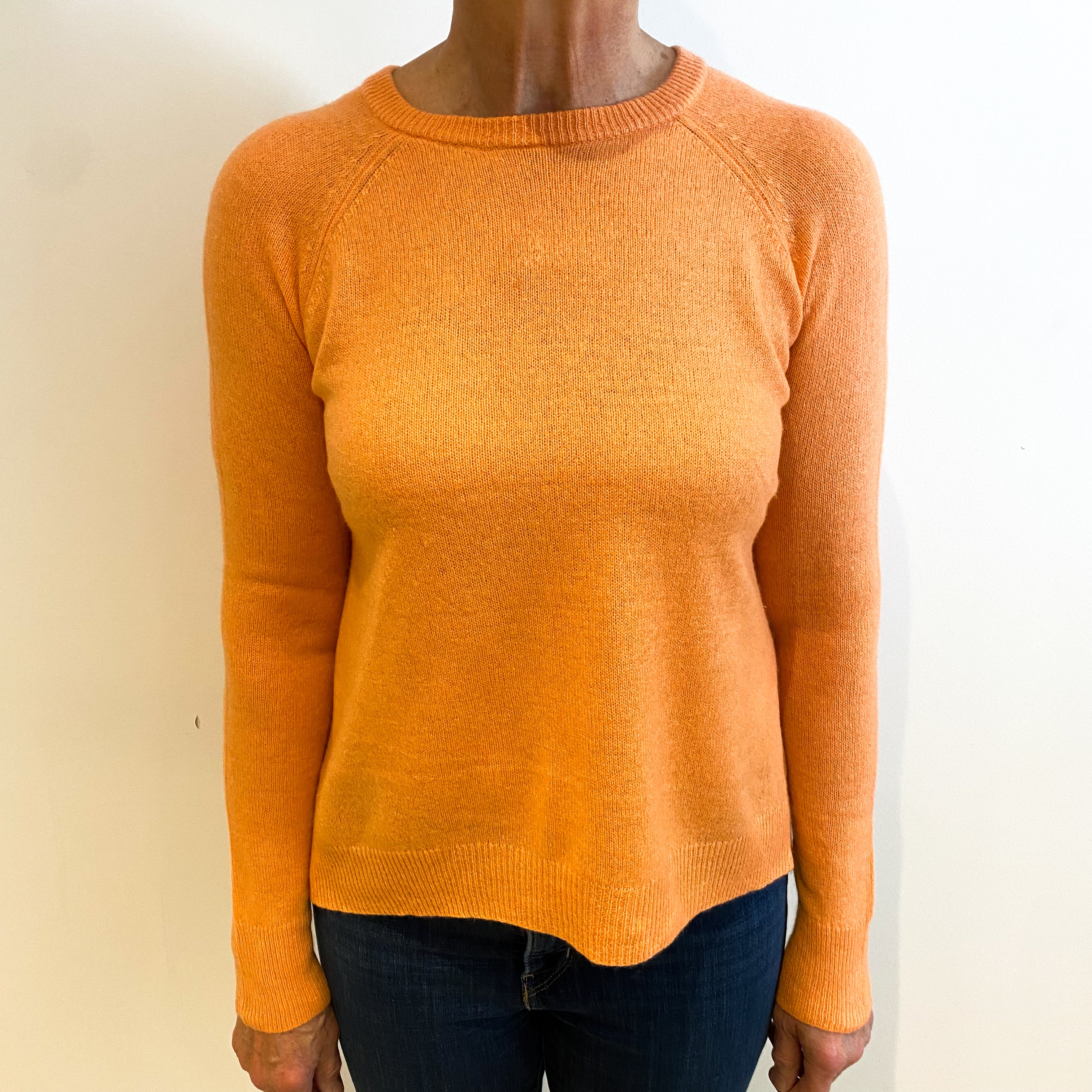 Cantaloupe Orange Cashmere Slouchy Crew Neck Jumper Medium