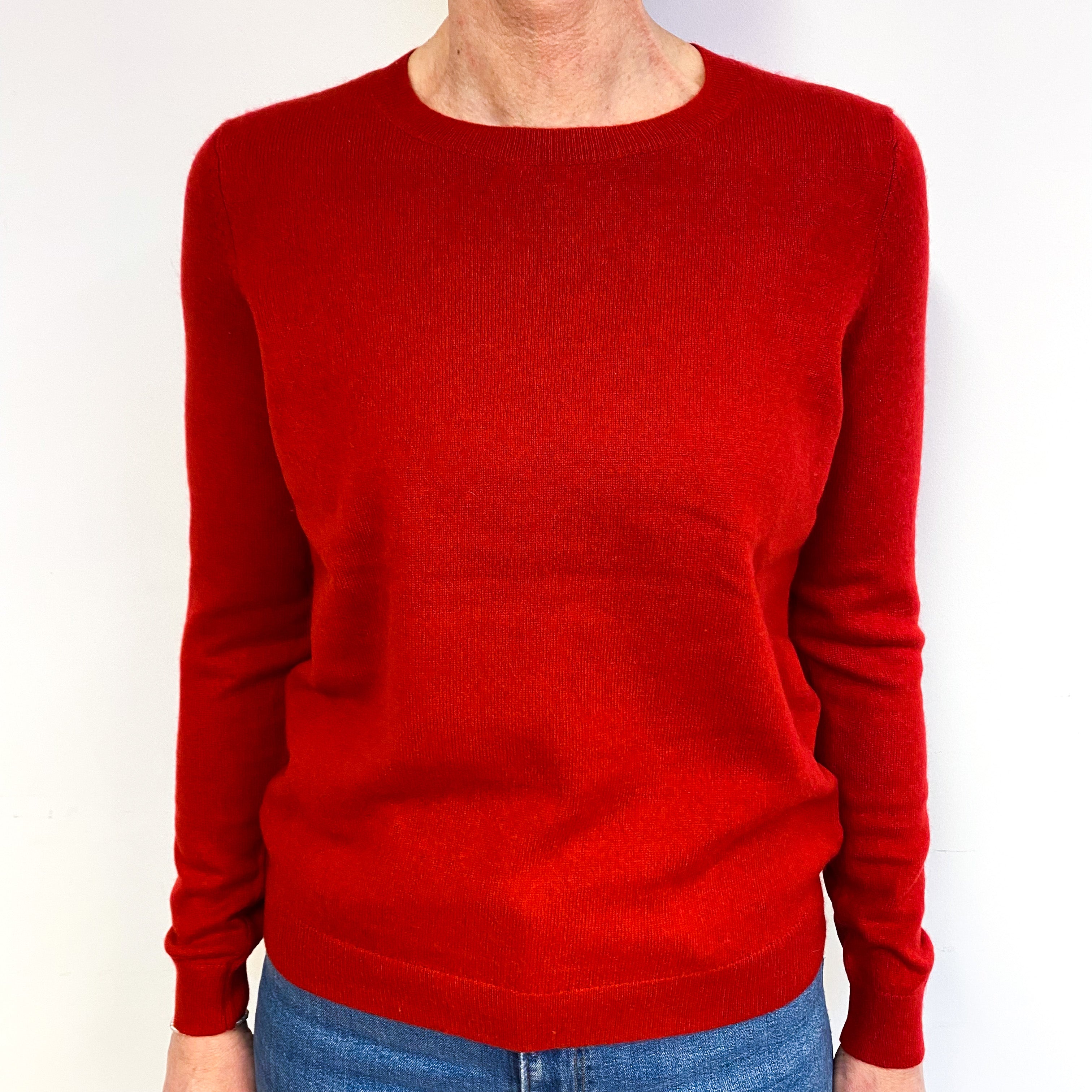 Post Box Red Cashmere Crew Neck Jumper Medium