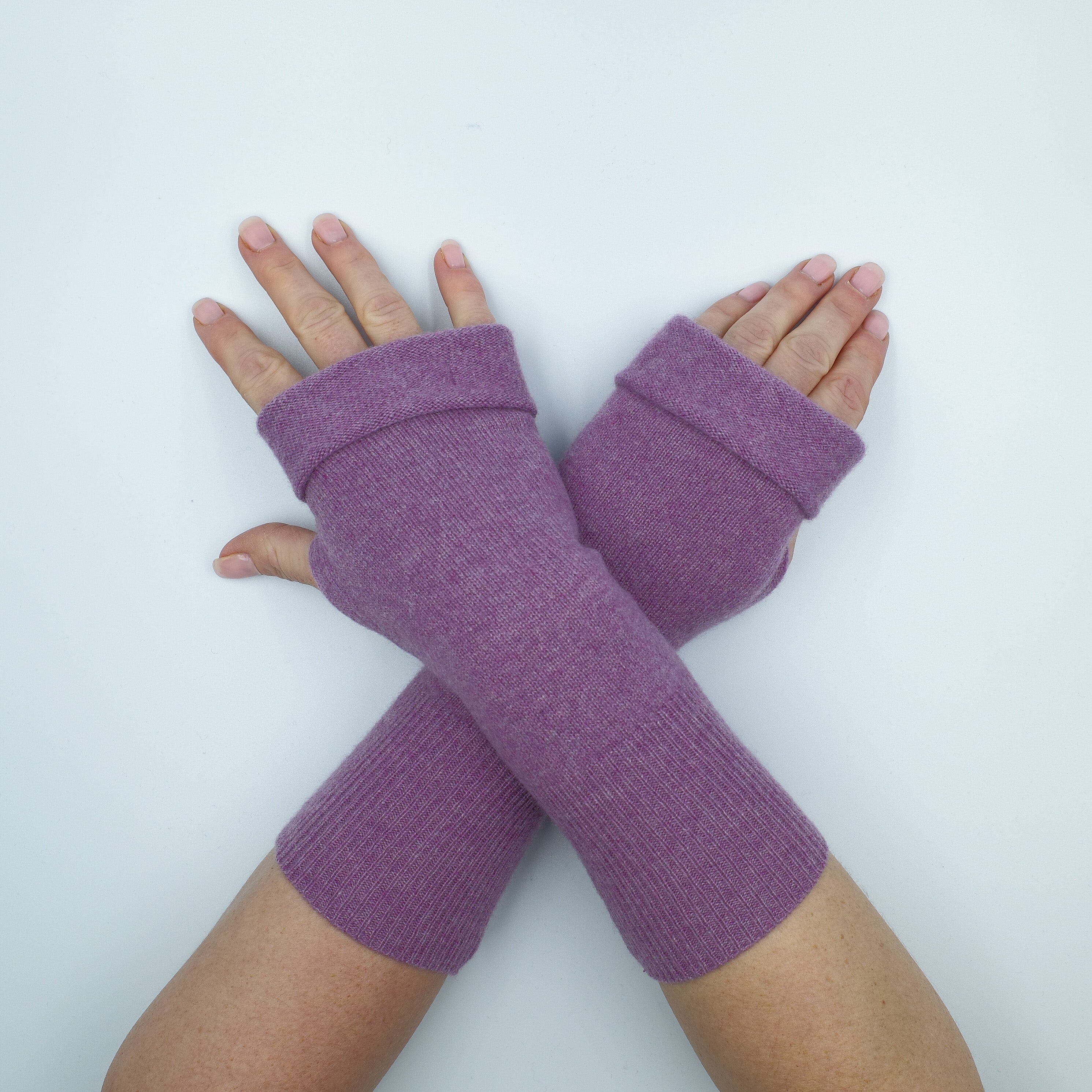 Heather Purple Fingerless Gloves