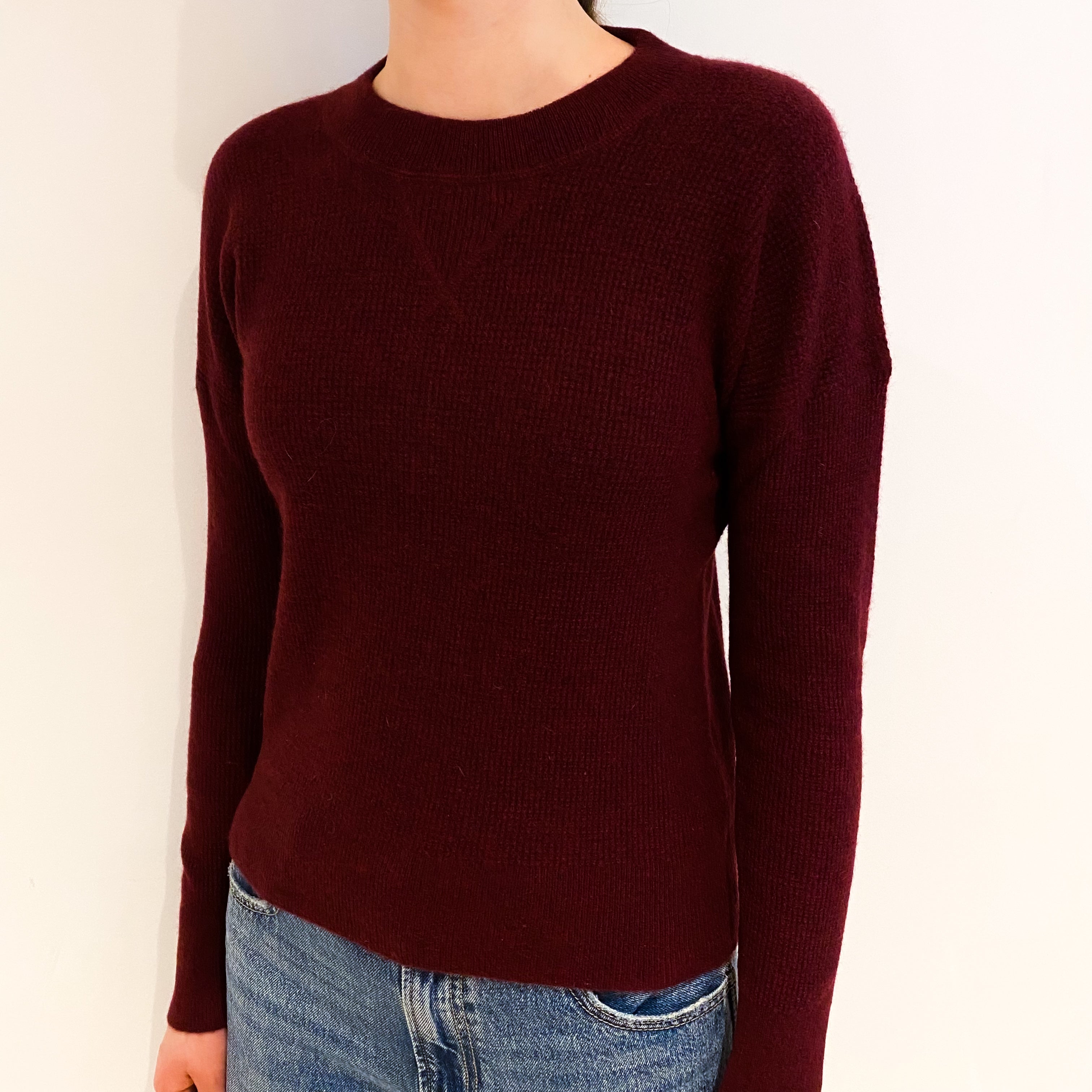 Wine Red Cashmere Crew Neck Jumper Extra Small