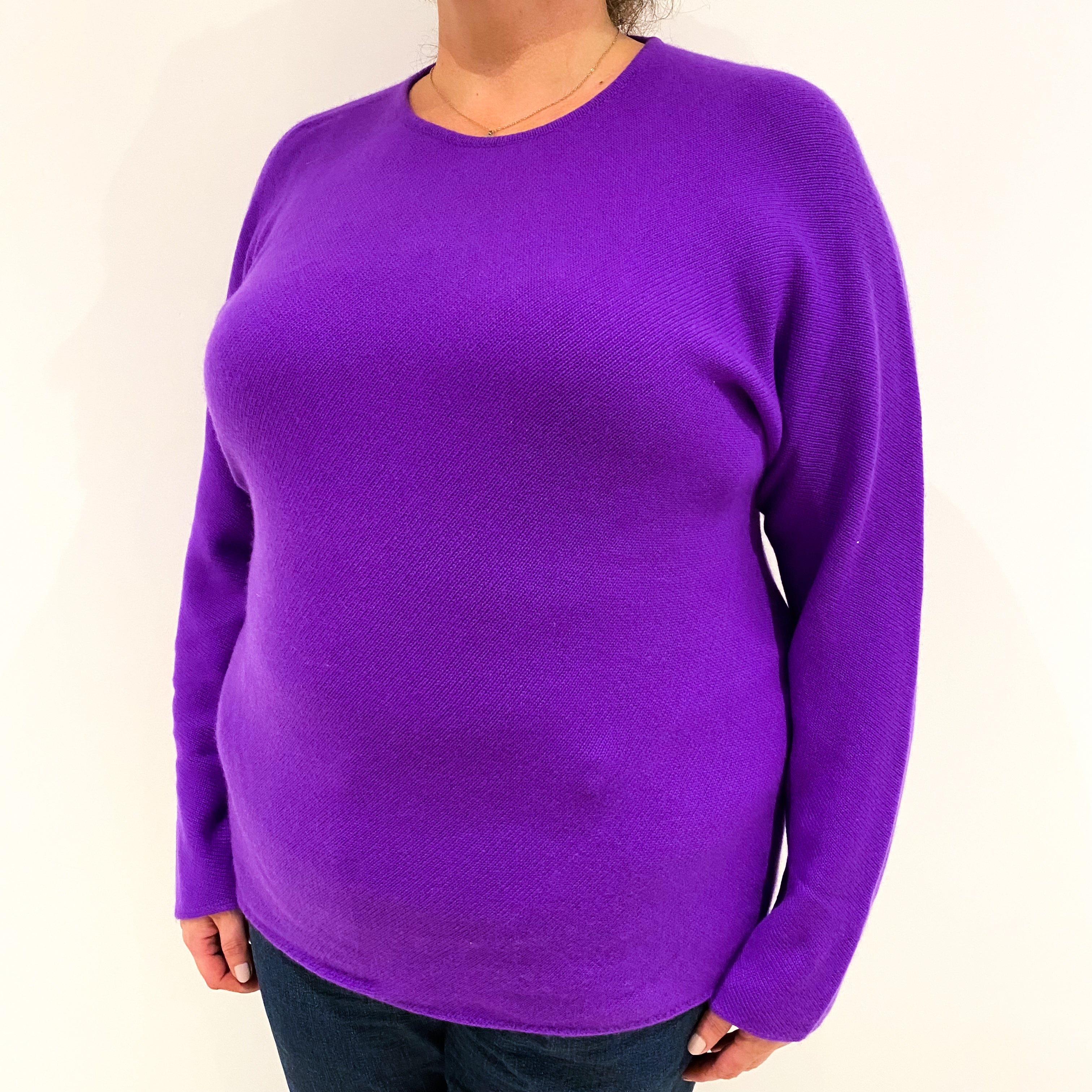 Viola Purple Cashmere Crew Neck Jumper Extra Large