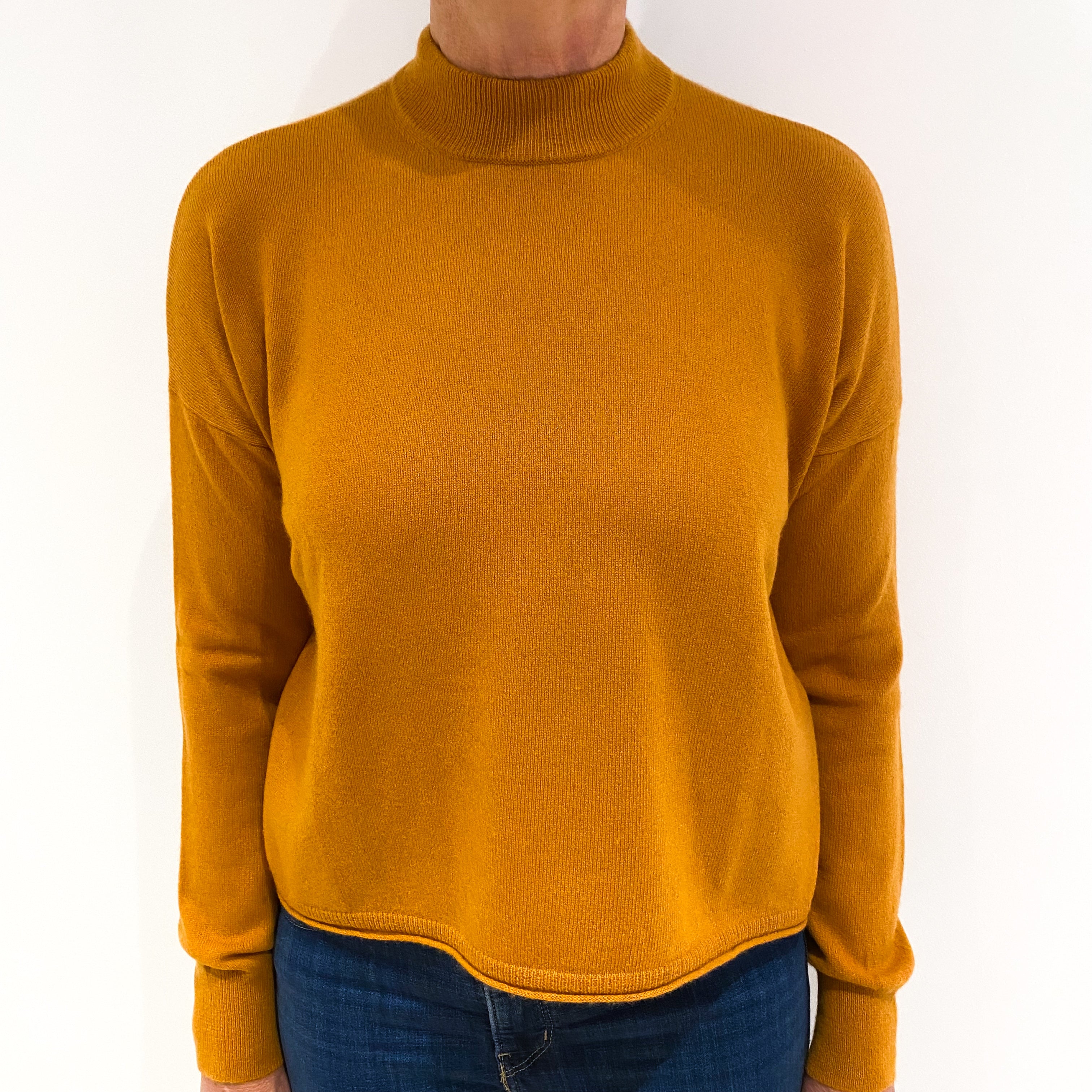 Ochre Yellow Cashmere Turtle Neck Jumper Medium