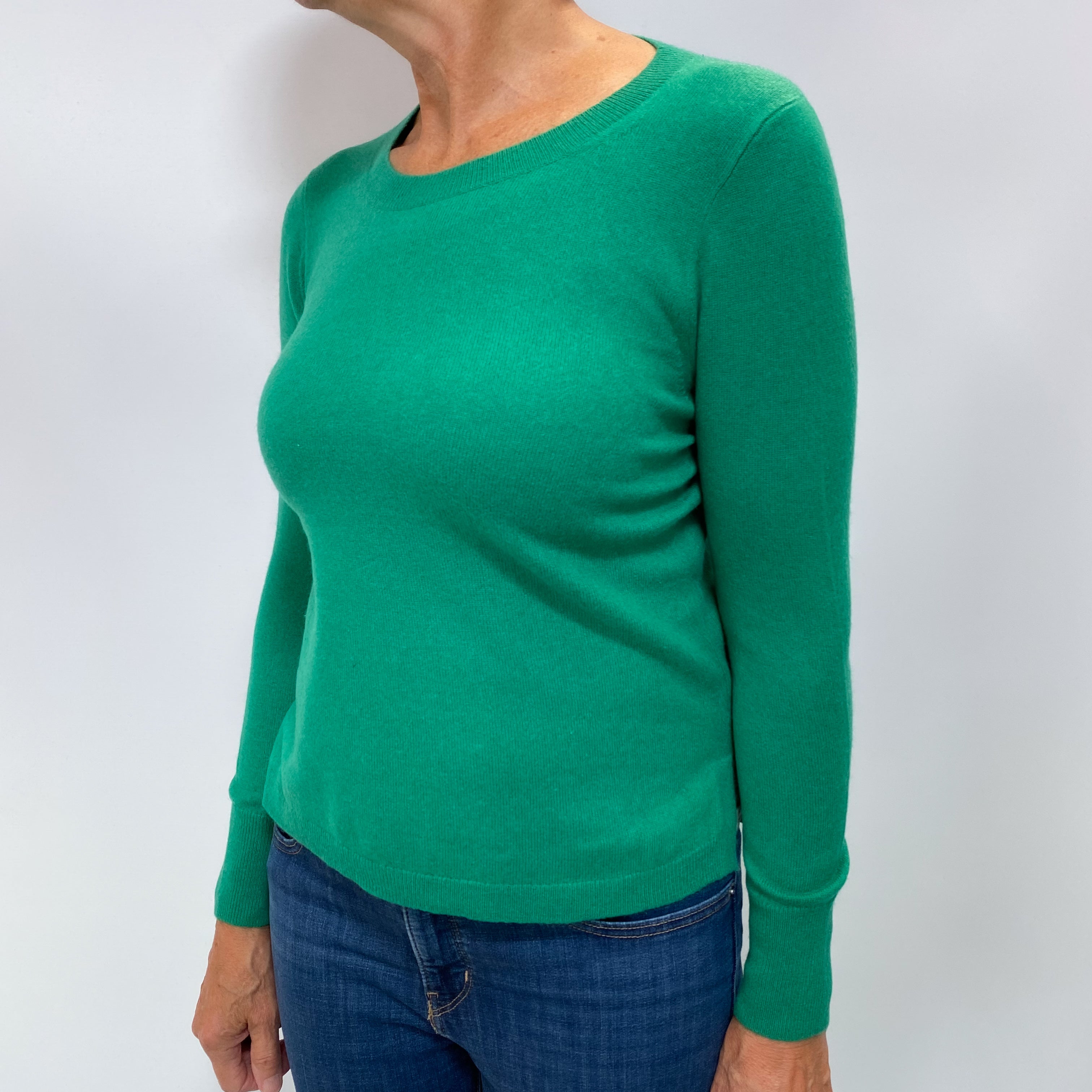 Shamrock Green Cashmere Crew Neck Jumper Medium