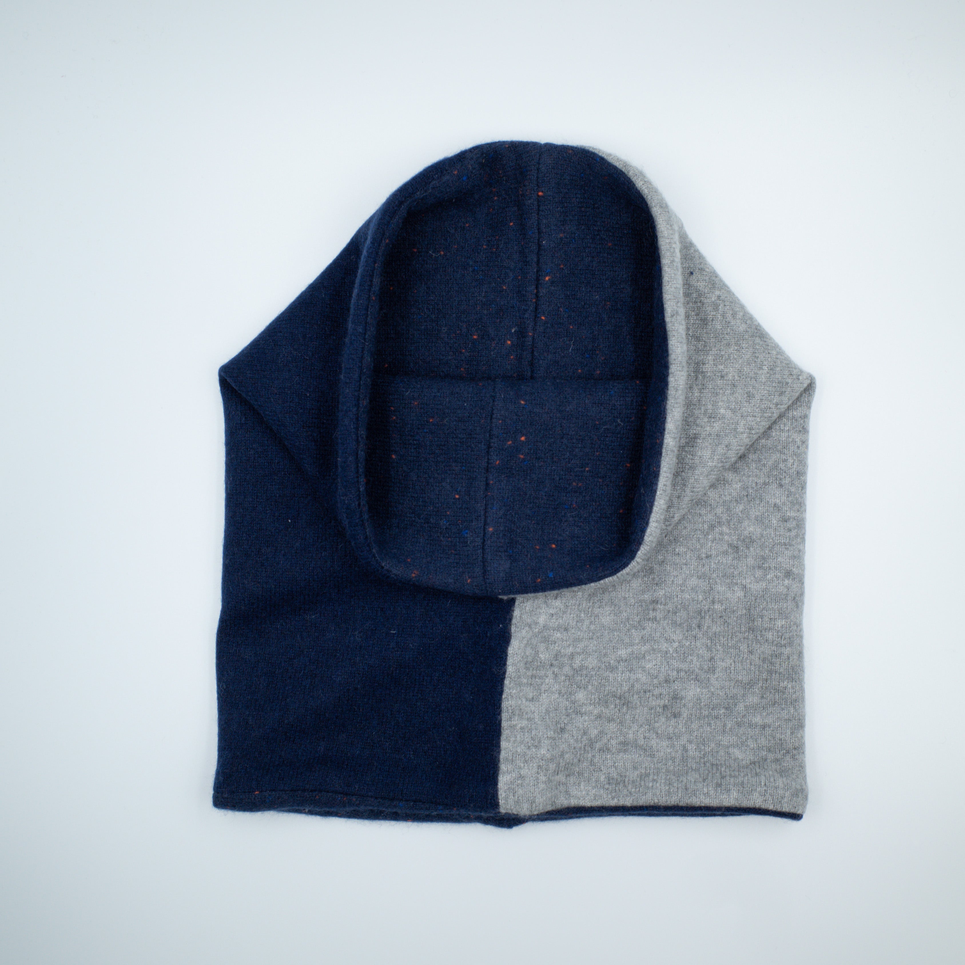 Ash Grey and Navy Fleck Luxury Double Layered Snood