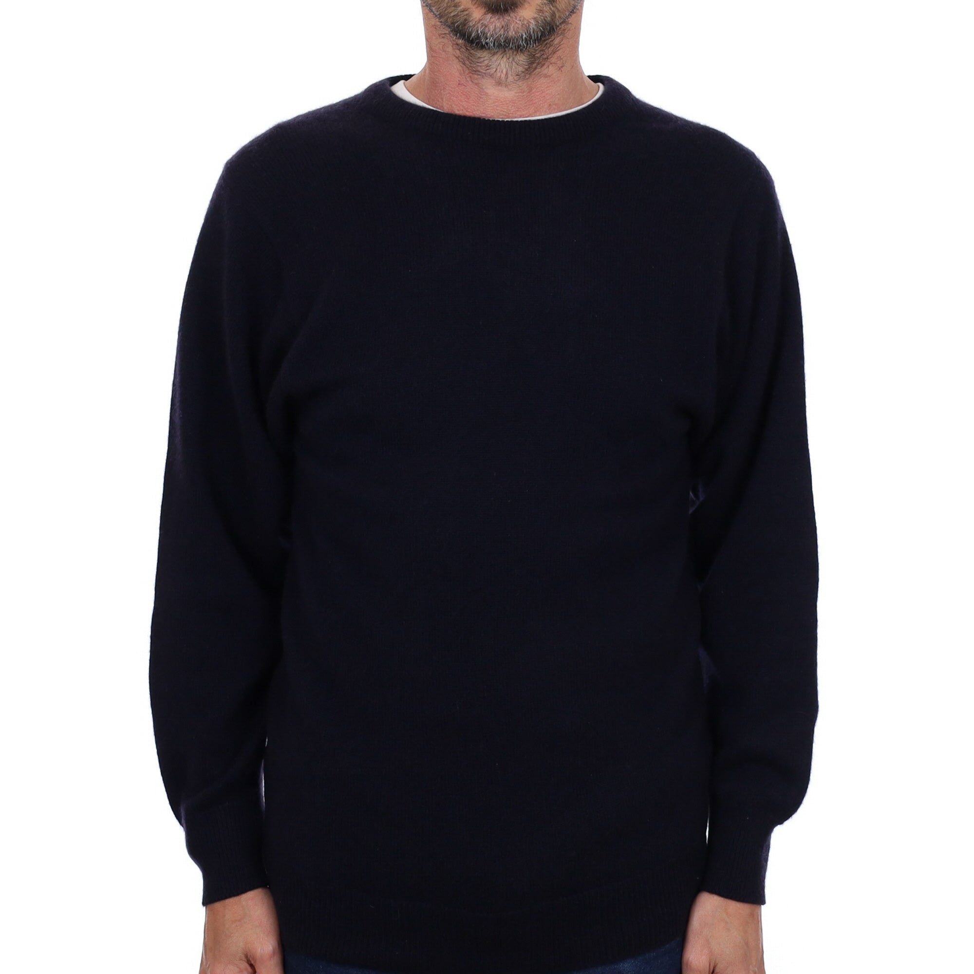 Men's Vintage Scottish Navy Blue Cashmere V Neck Jumper Small