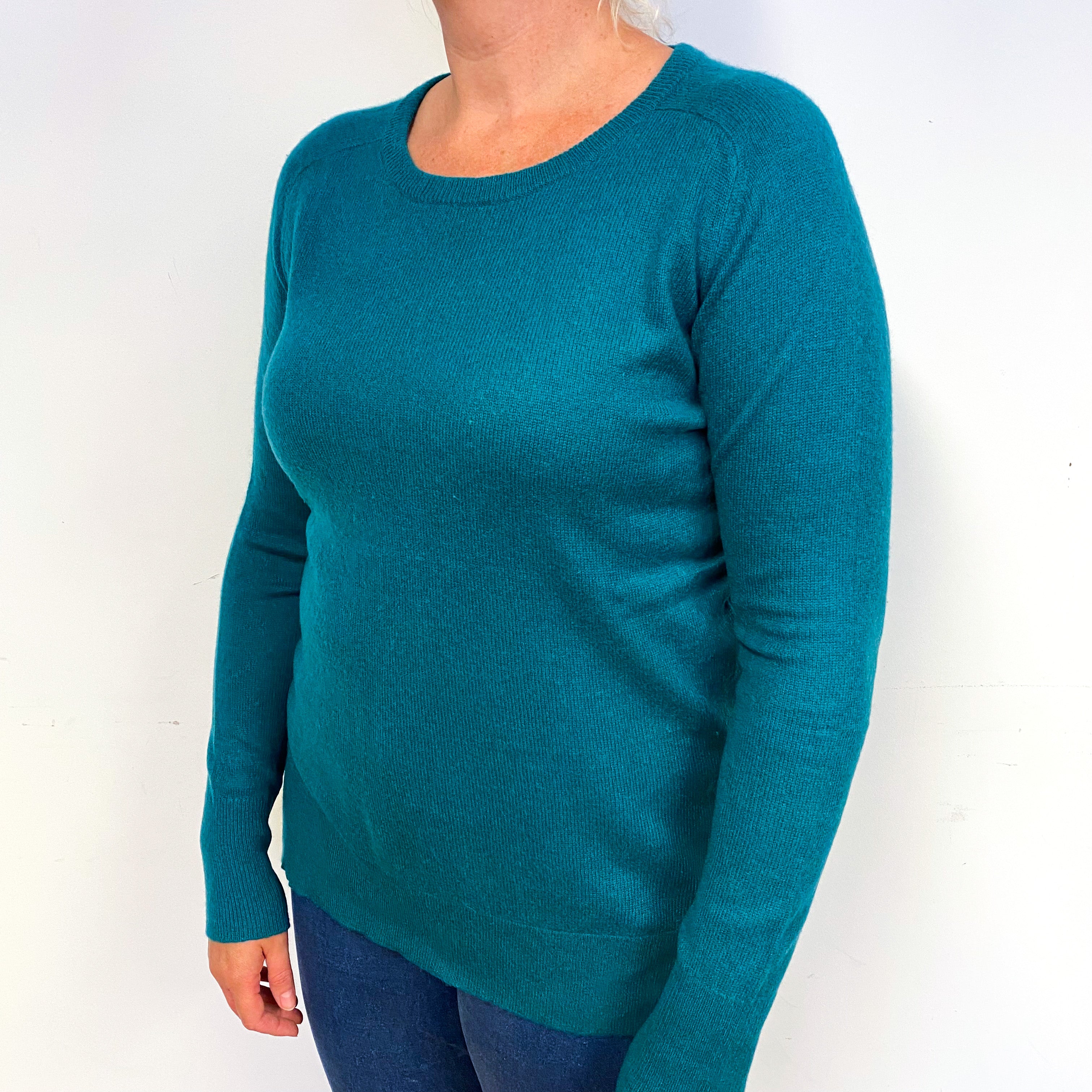 Deep Emerald Green Cashmere Crew Neck Jumper Large