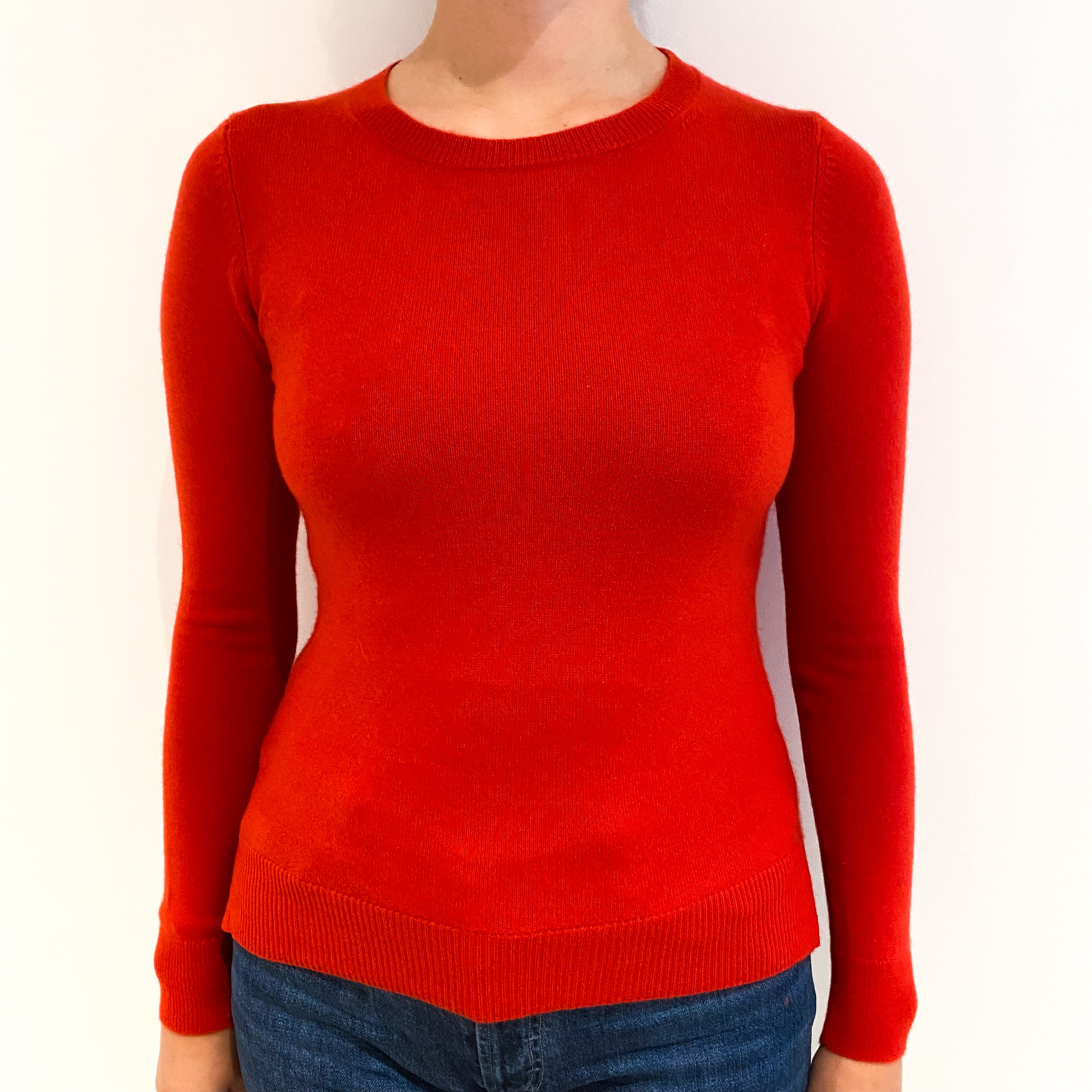 Scarlet Red Cashmere Crew Neck Jumper Small