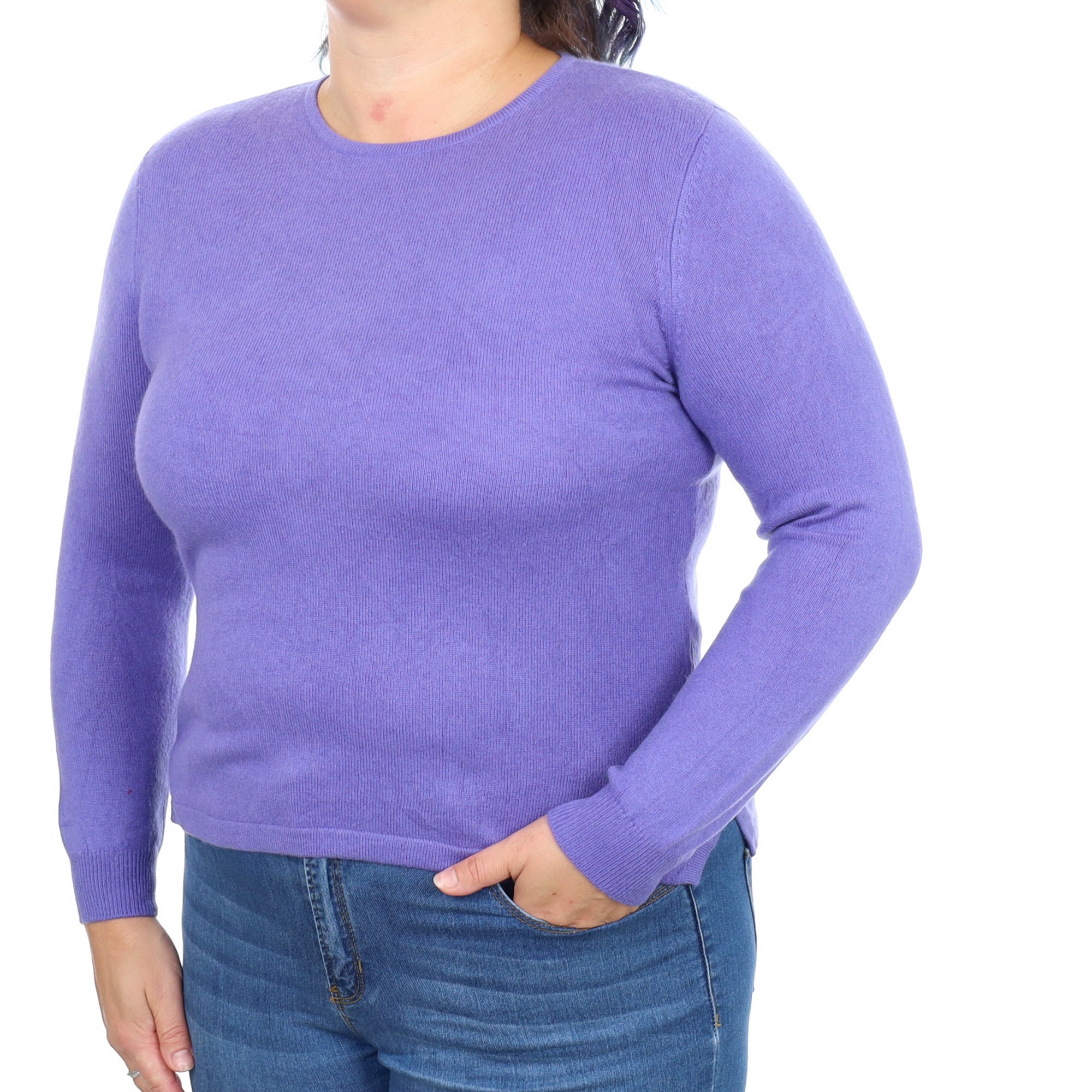 Bluebell Purple Cashmere Crew Neck Jumper Large