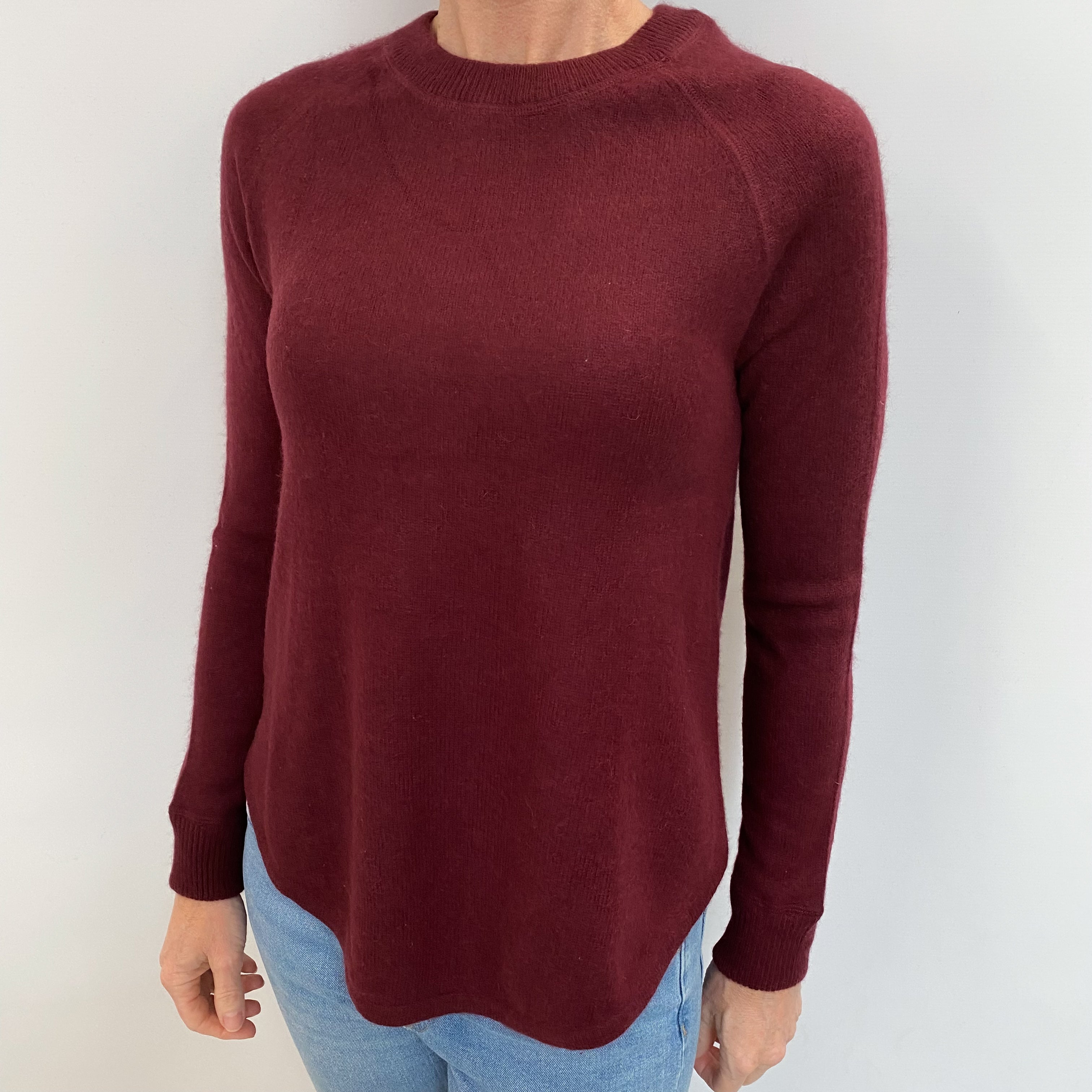 Wine Red Cashmere Crew Neck Jumper Small