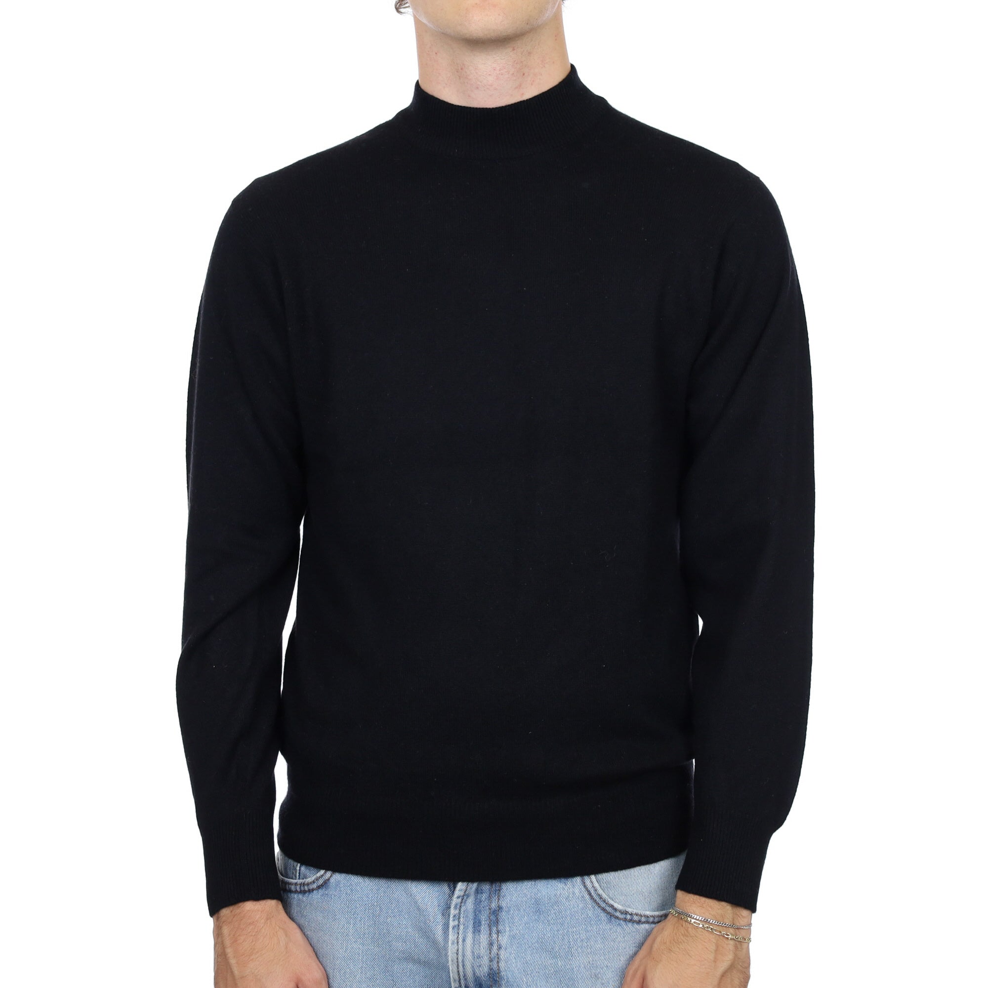 Men's Black Cashmere Turtle Neck Jumper Medium