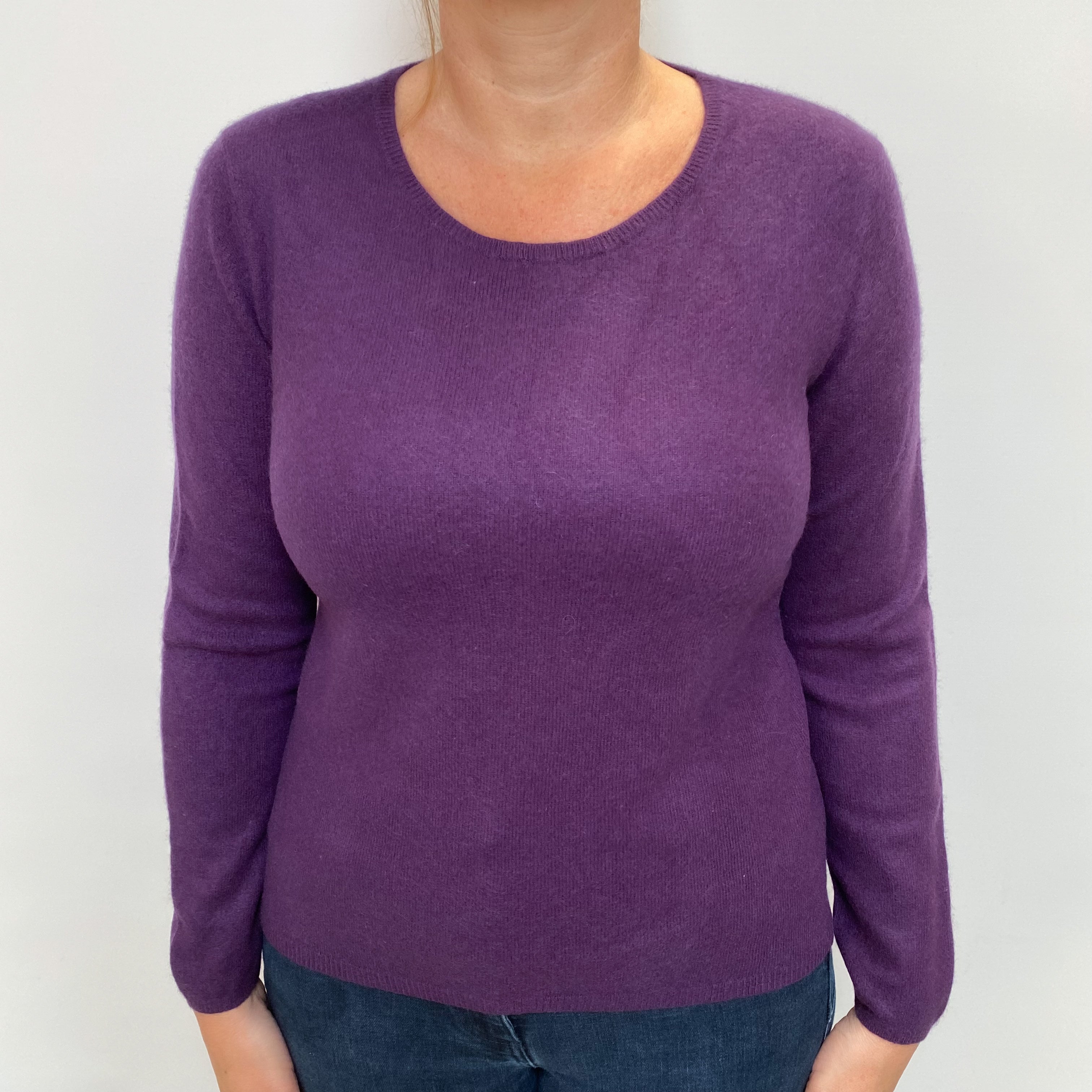 Pansy Purple Cashmere Crew Neck Jumper Large