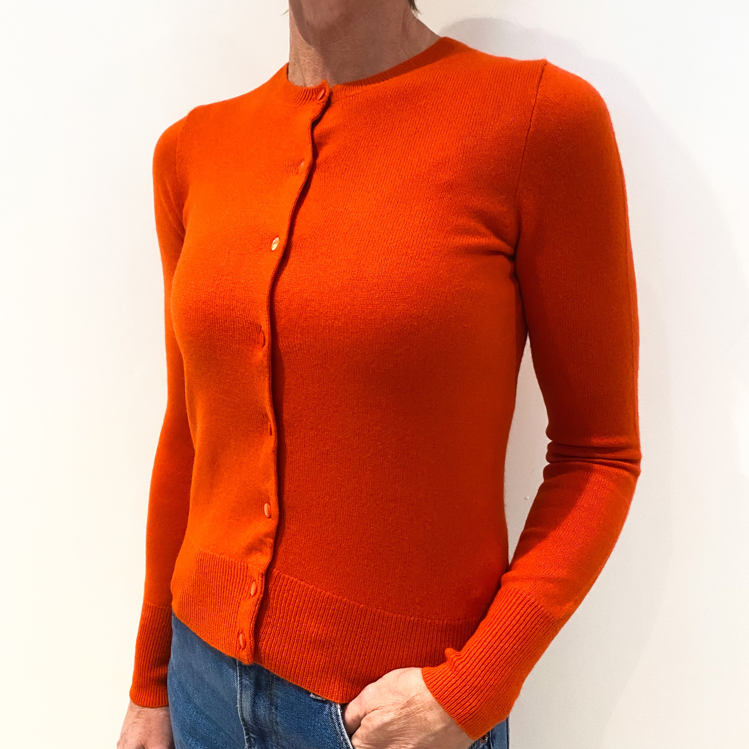 Vermilion Orange Cashmere Cardigan Small