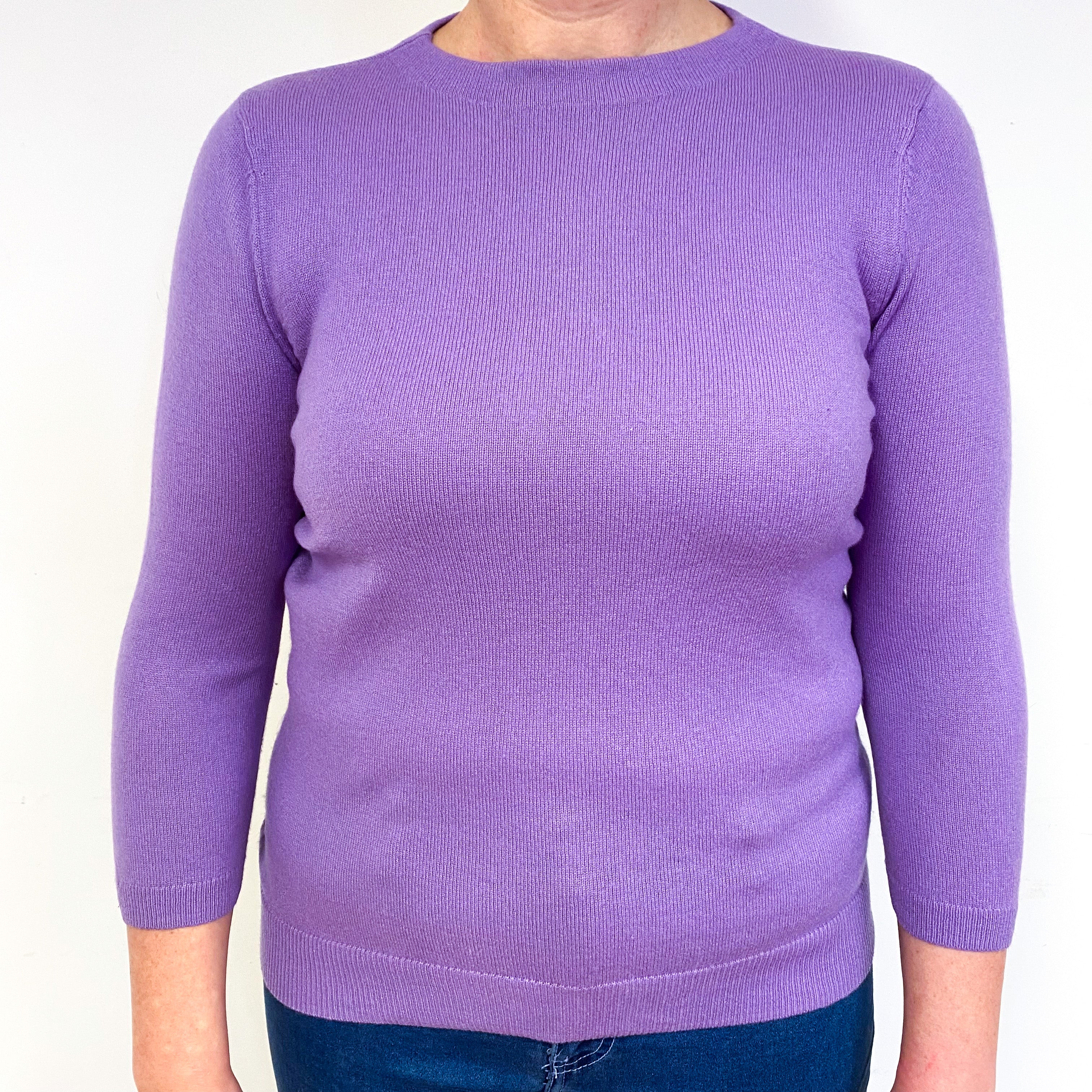 Iris Purple Cashmere Crew Neck Jumper Large