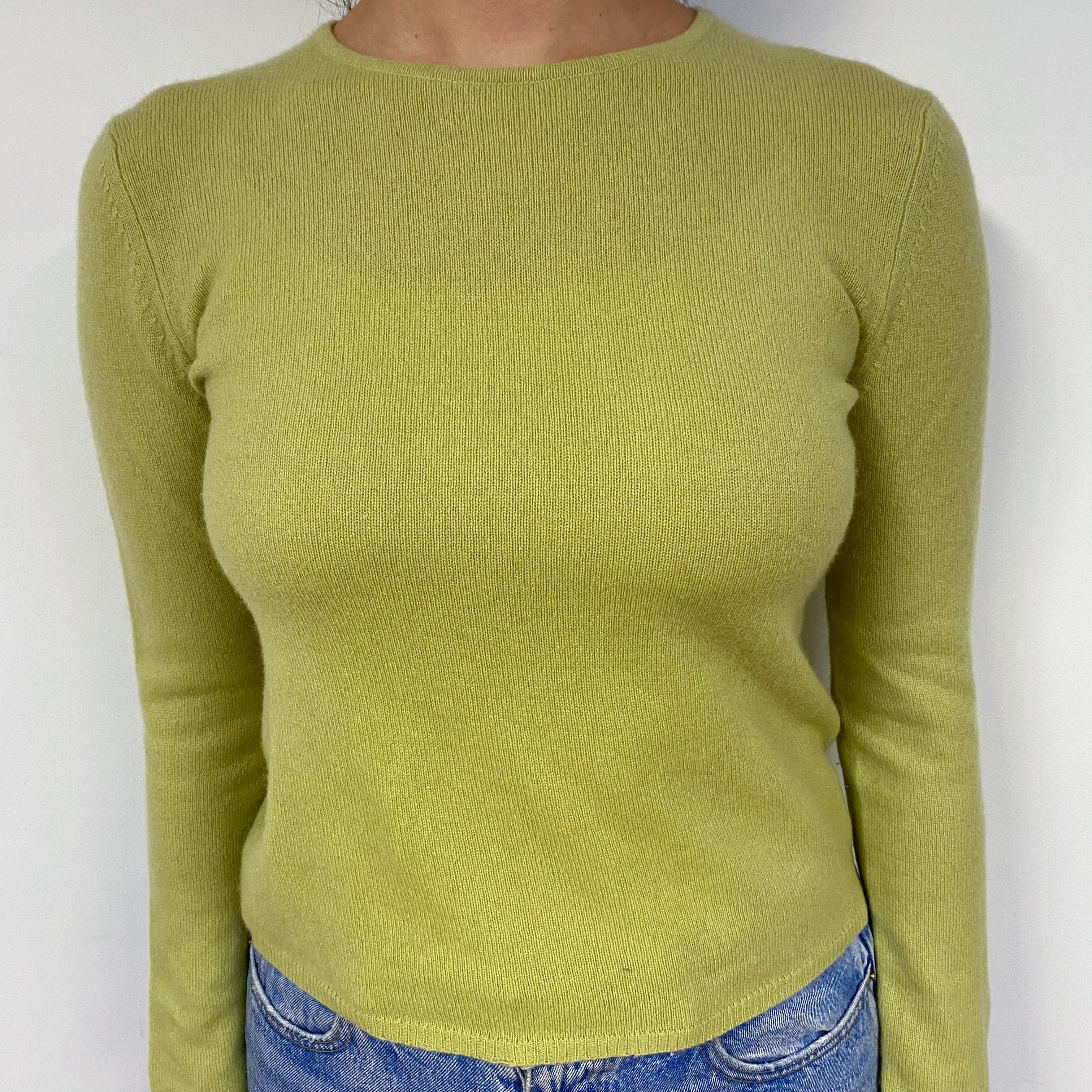 Pistachio Green Cashmere Crew Neck Jumper Small