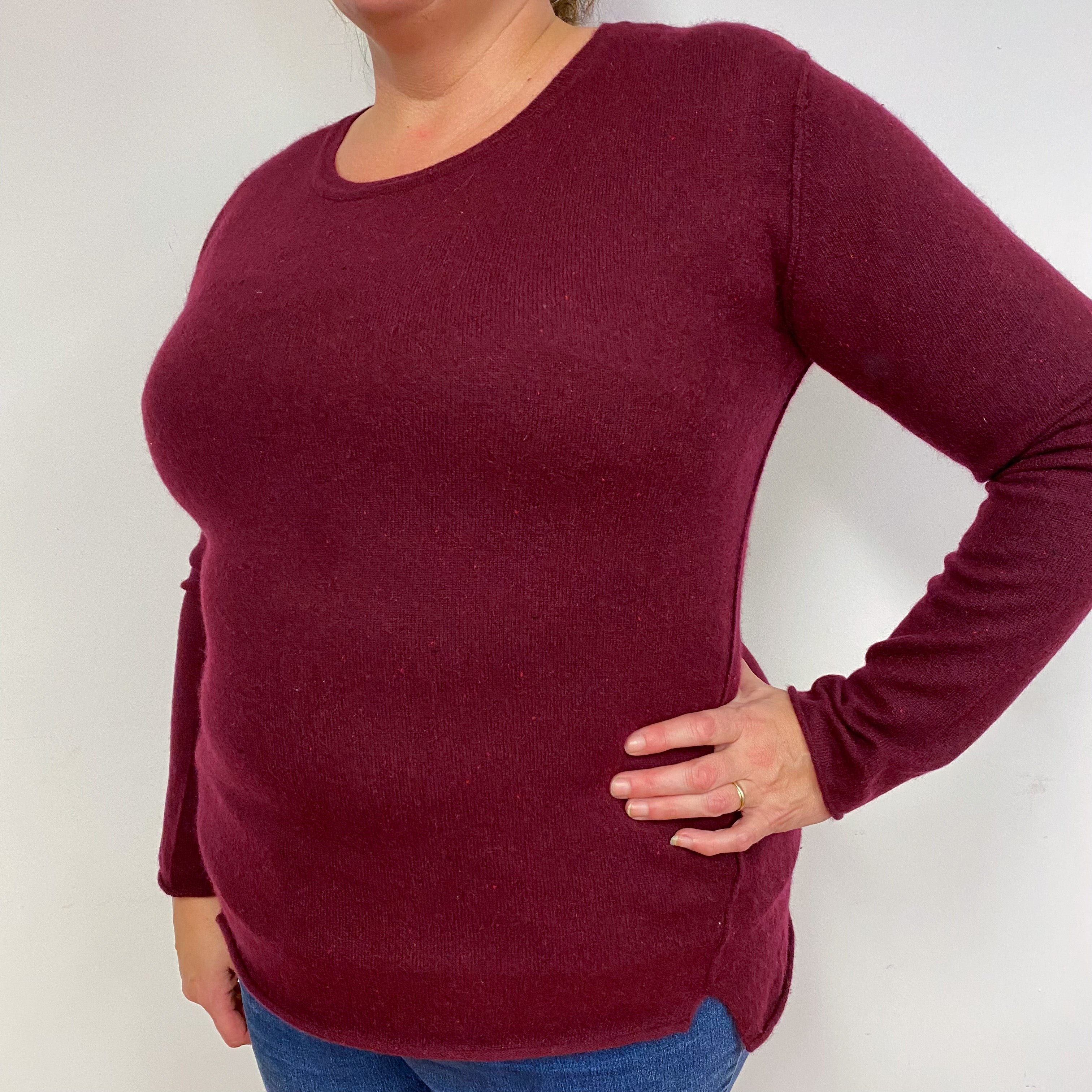 Wine Red Cashmere Crew Neck Jumper Extra Large