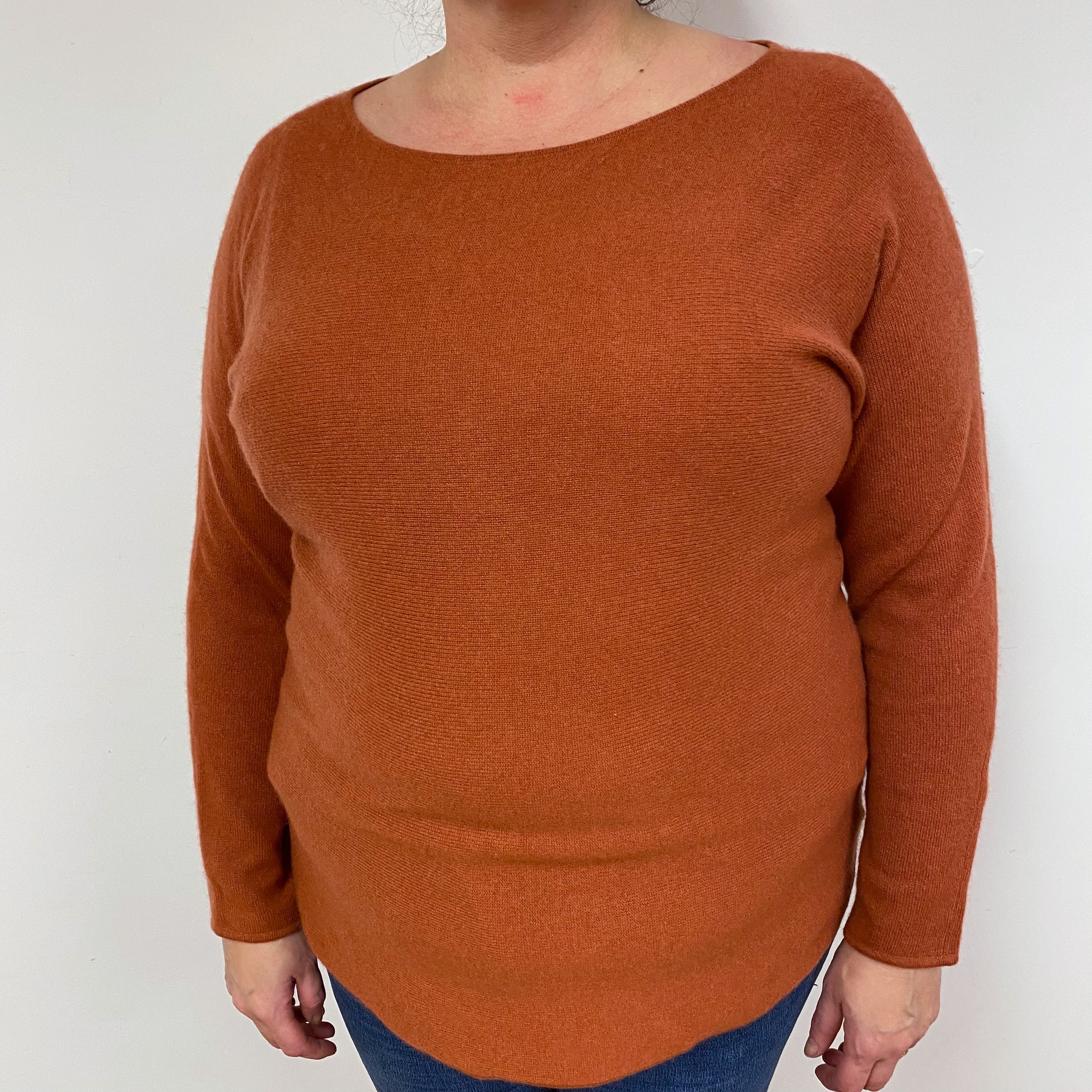 Chestnut Brown Cashmere Crew Neck Jumper Extra Large