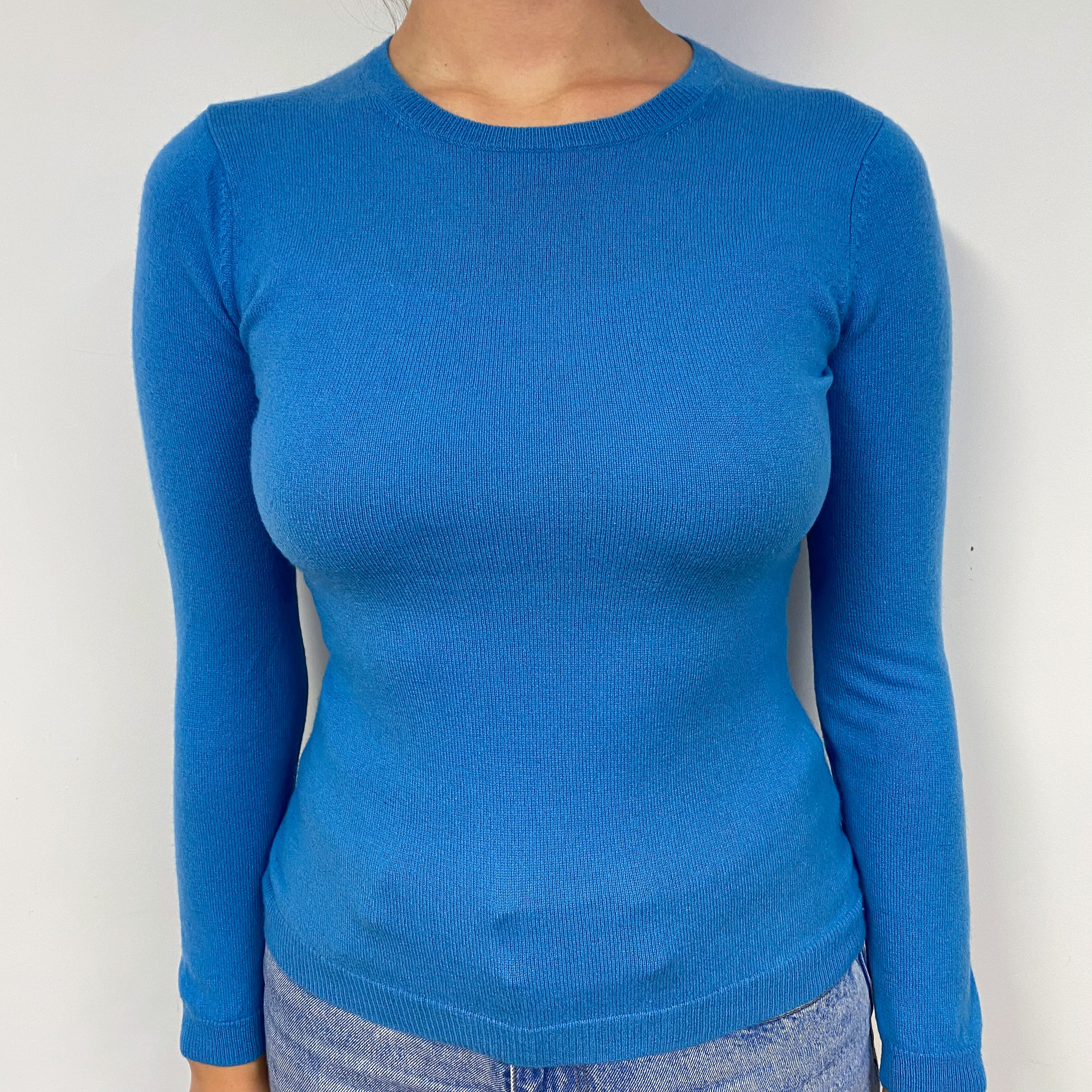 Tanzanite Blue Cashmere Crew Neck Jumper Small