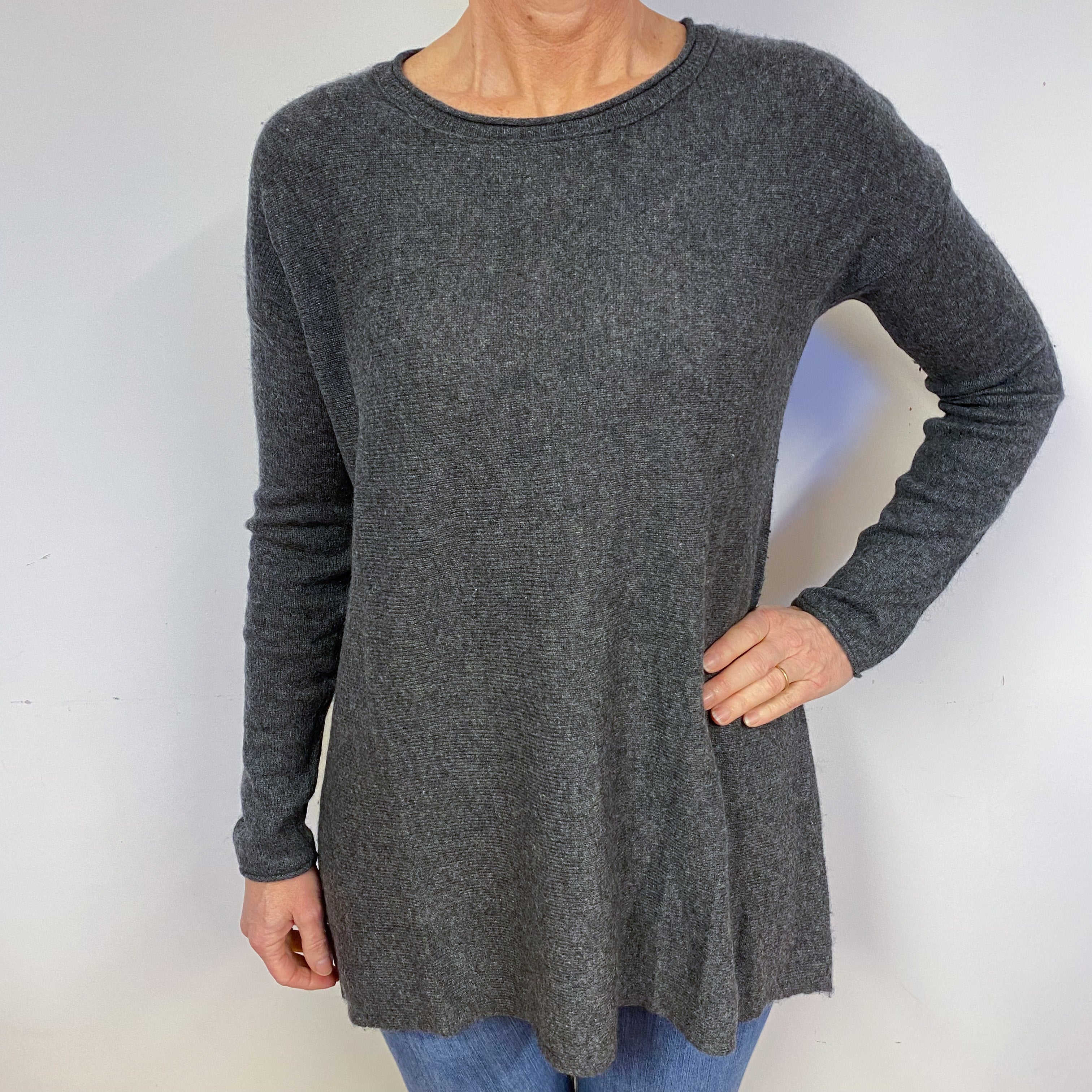 Slate Grey Cashmere Crew Neck Tunic