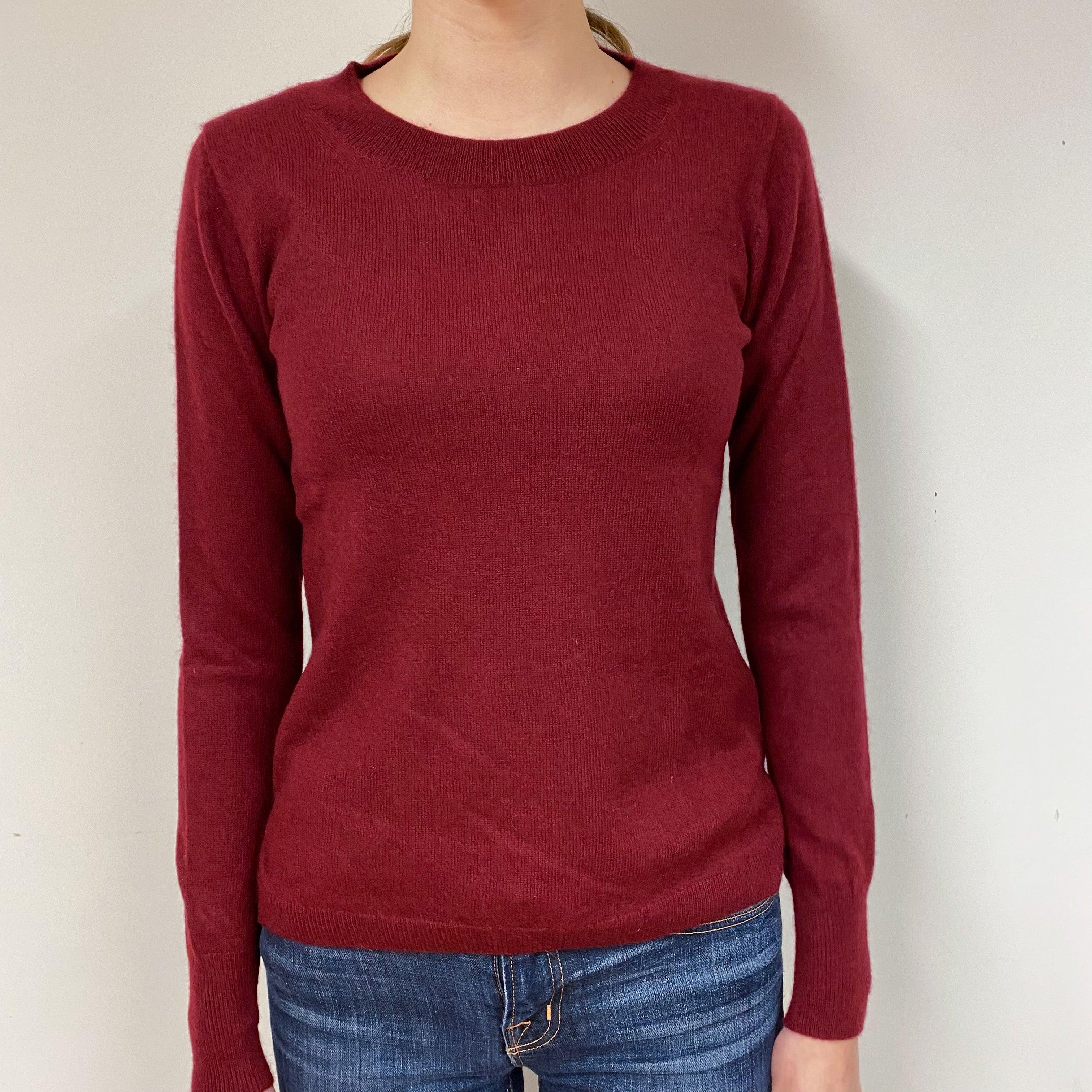 Wine Red Cashmere Crew Neck Jumper Extra Small