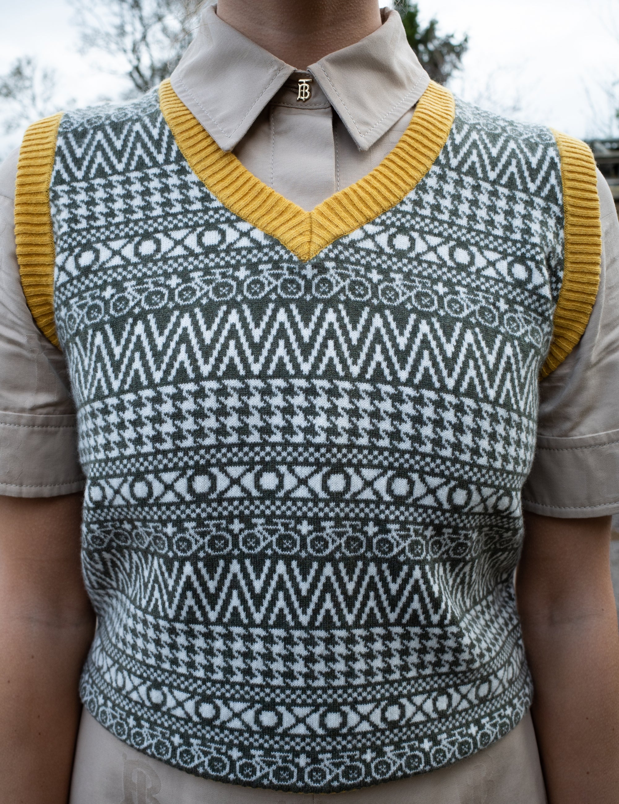 NFR Green and Winter White Fair Isle Tank Top Medium