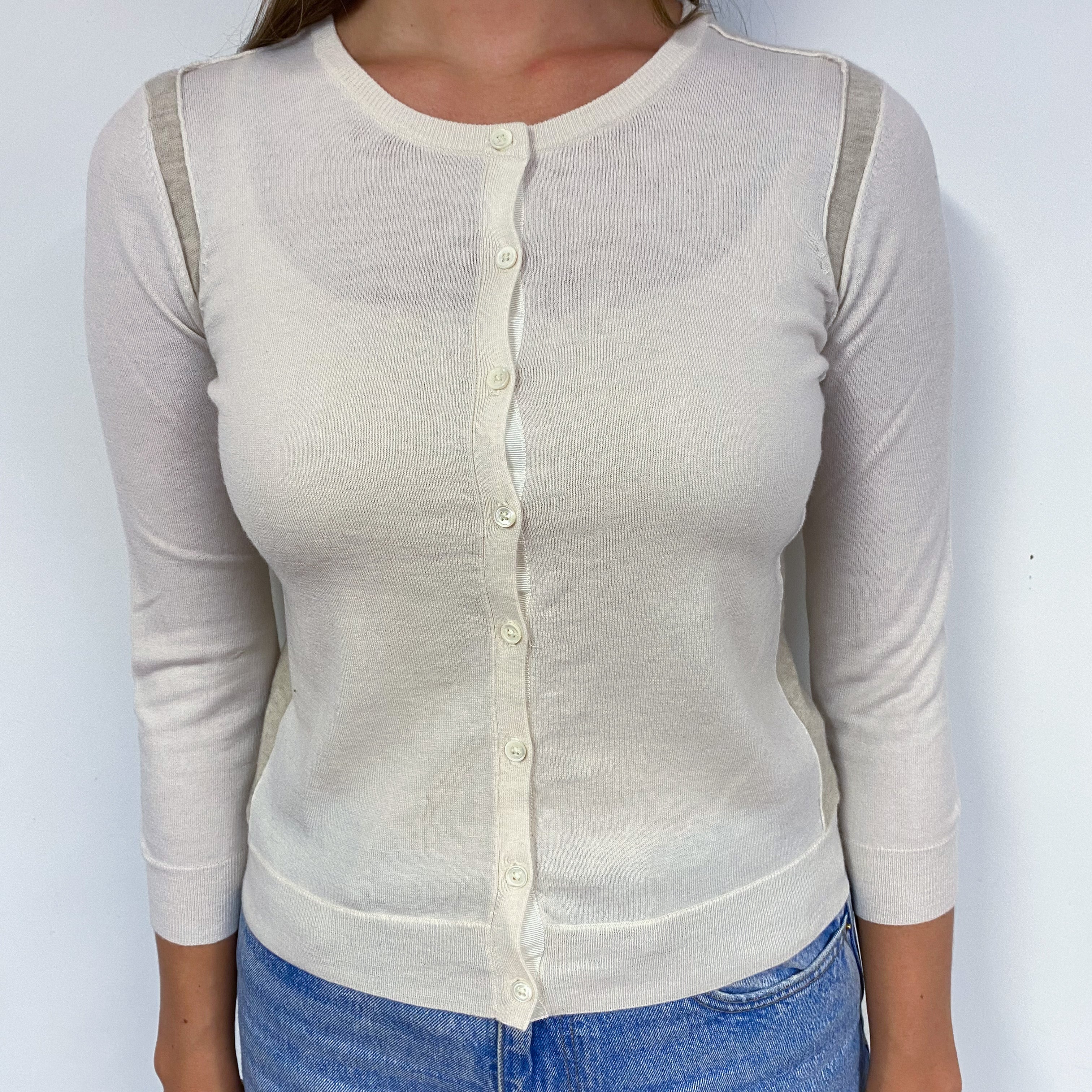 Cream Super Fine Knit Cashmere Cardigan