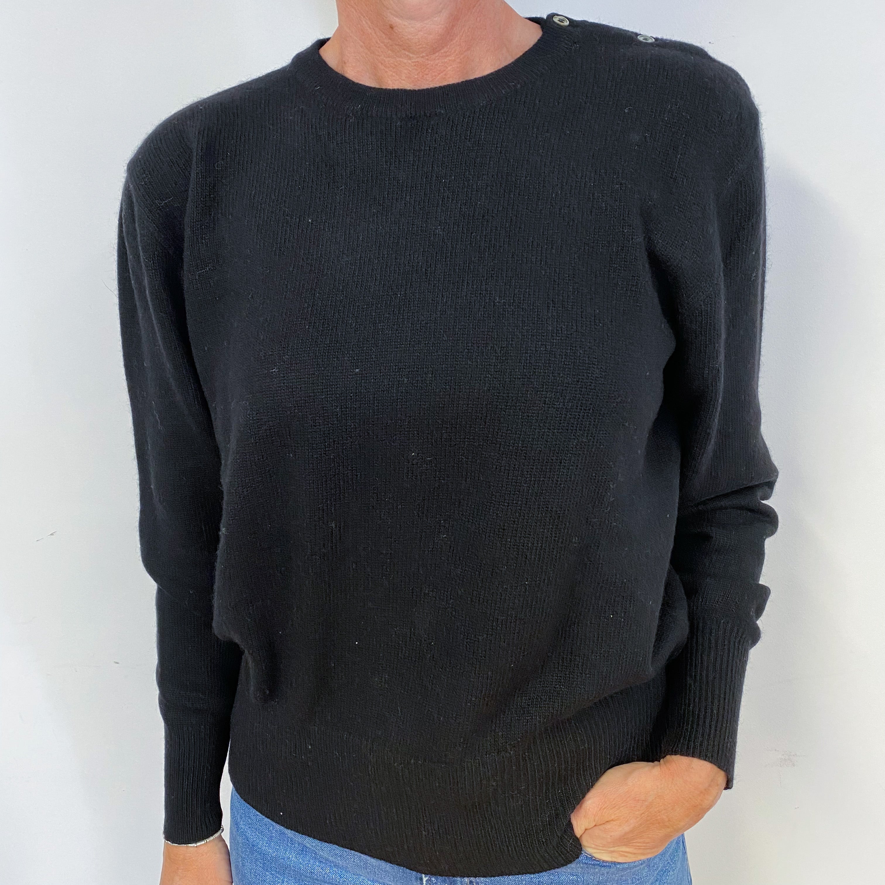 Vintage Black Cashmere Crew Neck Jumper