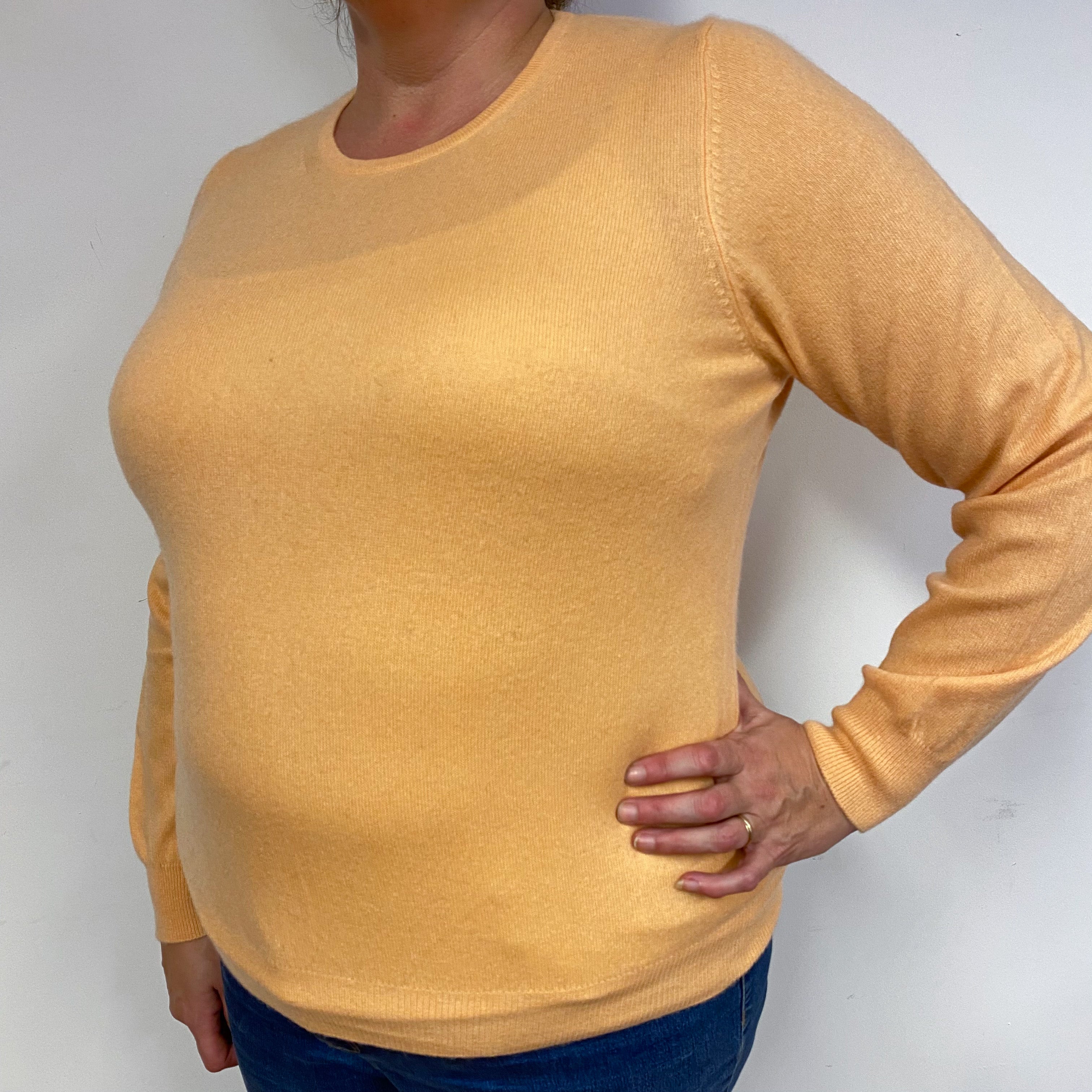 Peach Orange Cashmere Crew Neck Jumper Extra Large