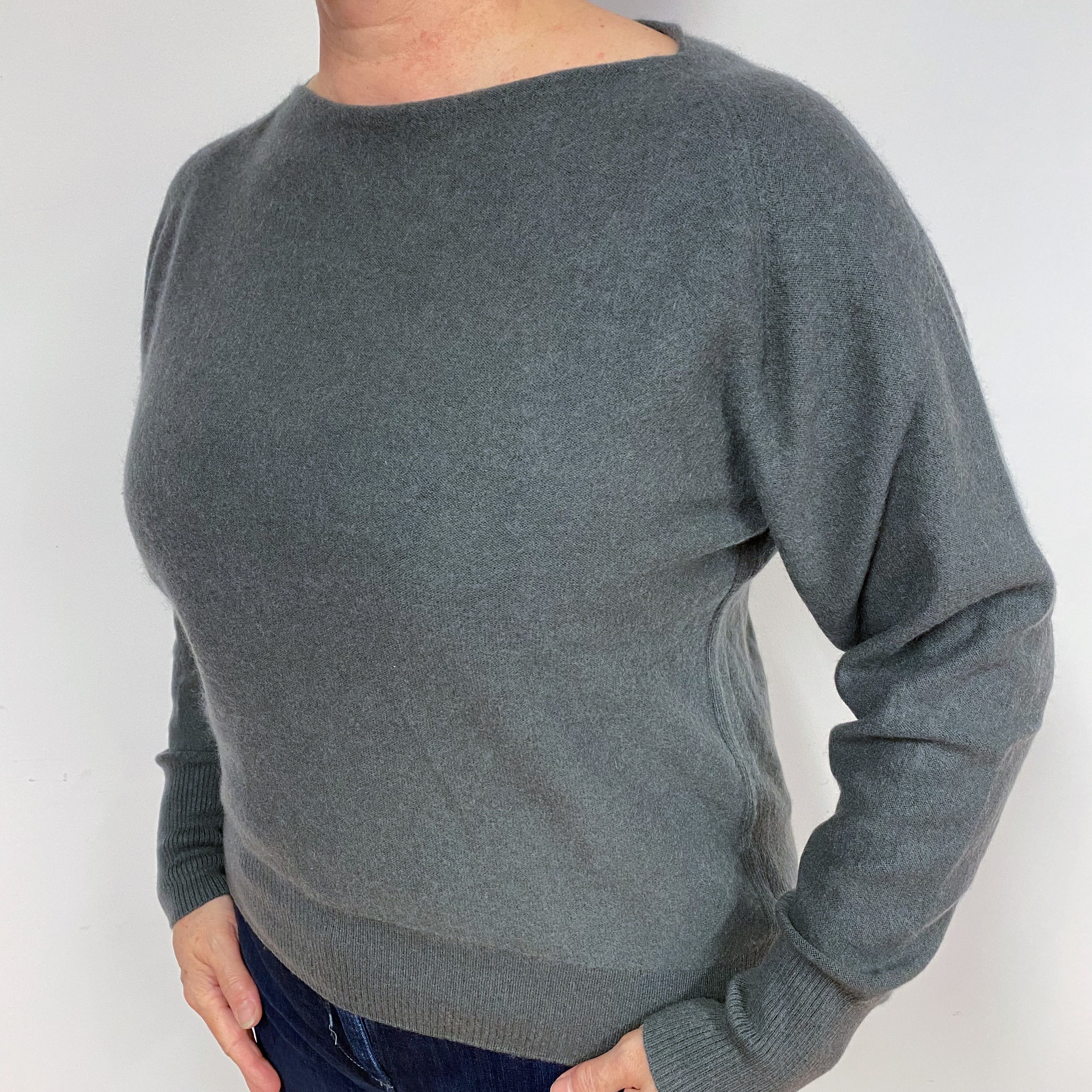 Vince Slate Grey Cashmere Boat Neck Jumper Large