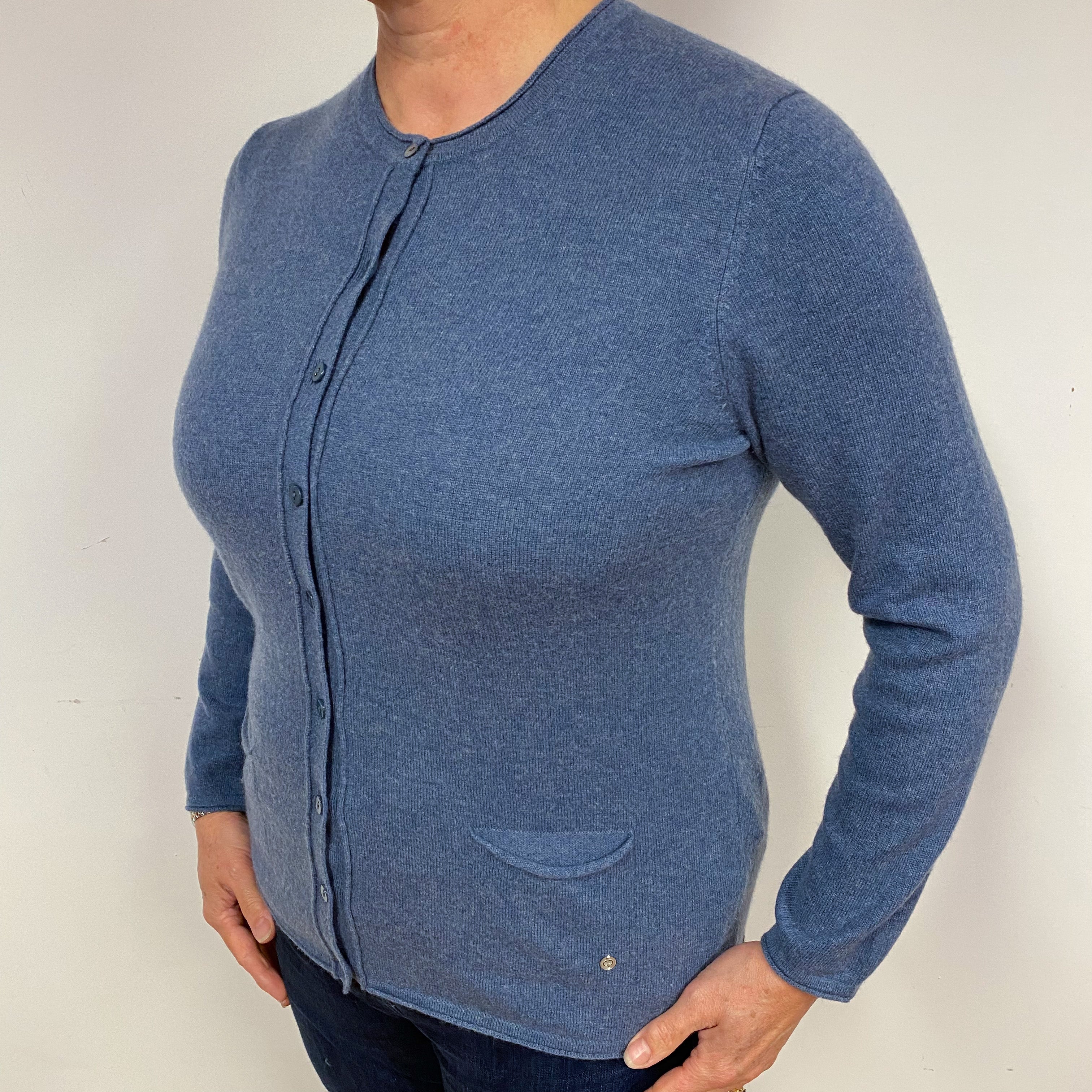 Denim Blue Cashmere Cardigan Large